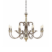 Evareth Vintage Industrial Hand-carved Wood Chandelier - Lamp Copper