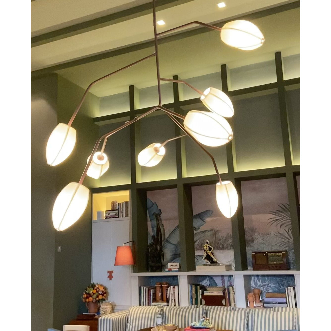 Evvinora Vintage Industrial Metal Fabric Chandelier - Lamp Copper