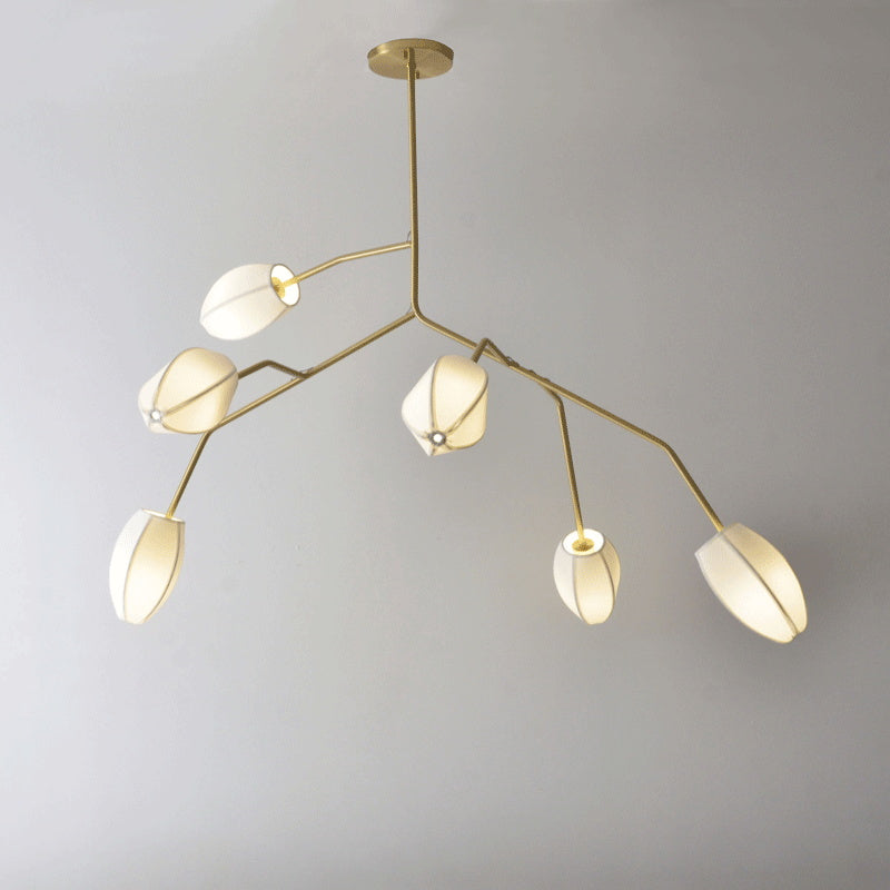 Evvinora Vintage Industrial Metal Fabric Chandelier - Lamp Copper