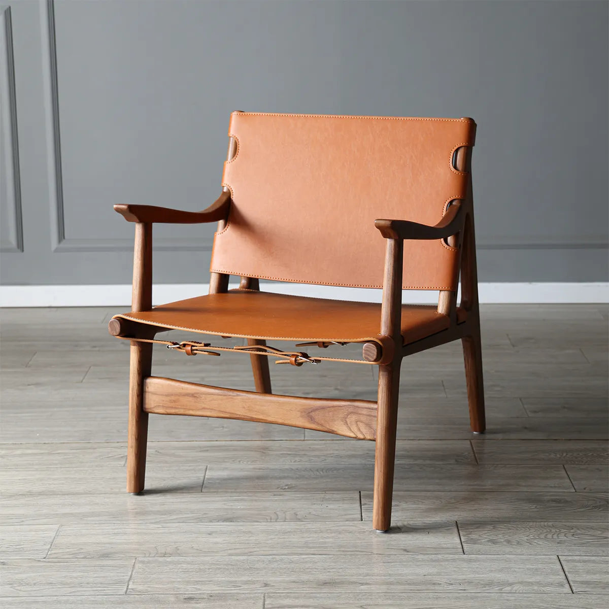 Remi Chair. Chestnut Leather Premium Lounge Chair