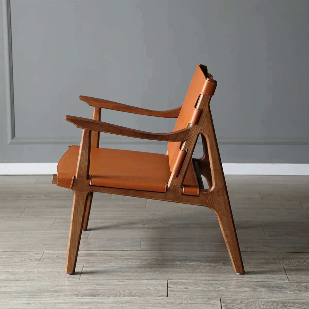 Remi Chair. Chestnut Leather Premium Lounge Chair