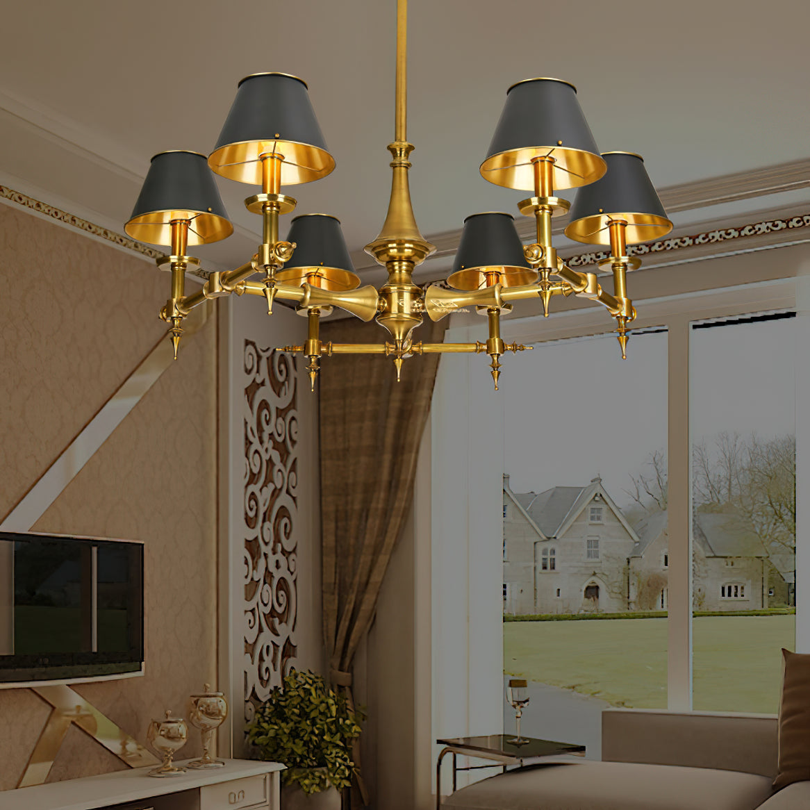 Comarion Vintage Traditional Metal Chandelier - Lamp Copper