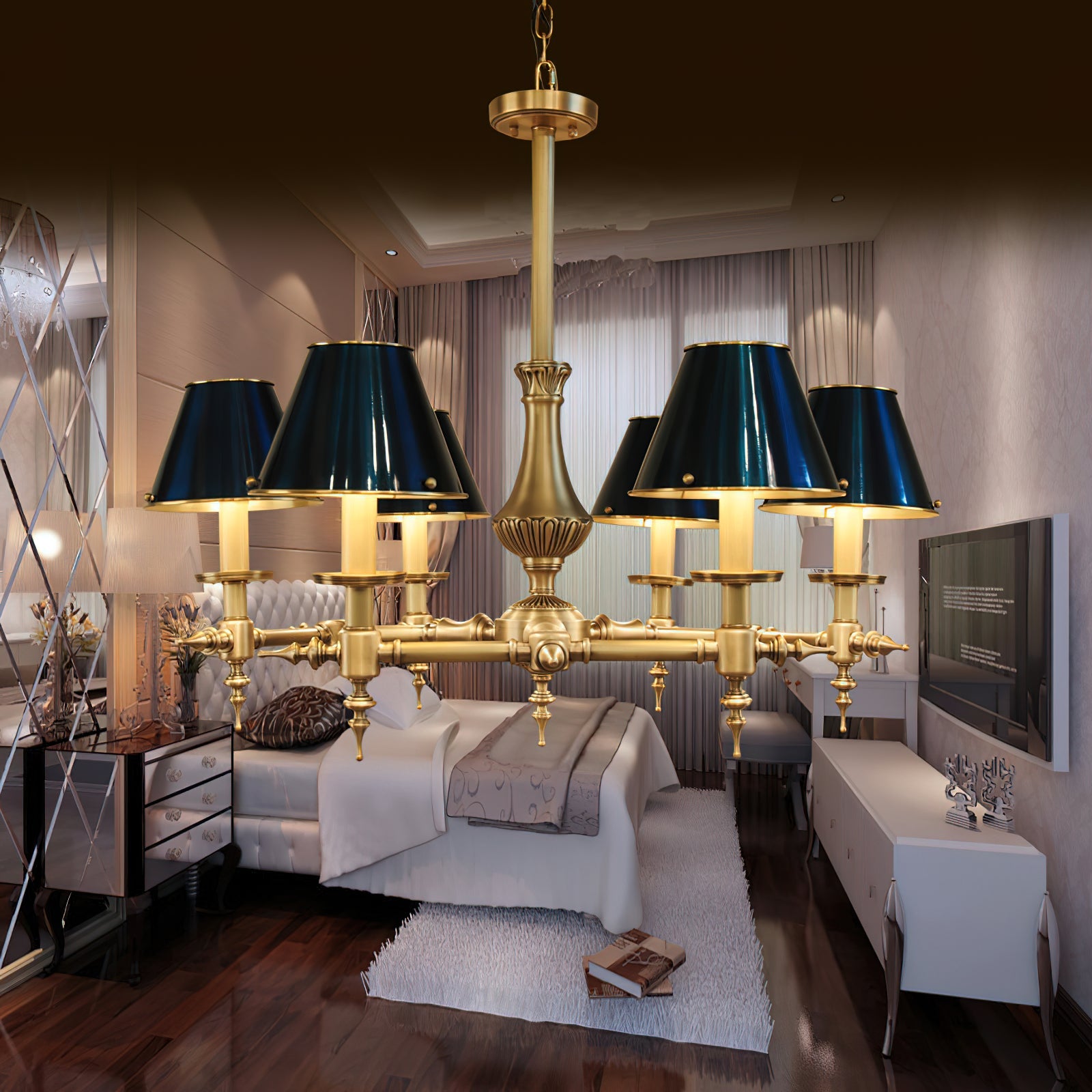Comarion Vintage Traditional Metal Chandelier - Lamp Copper