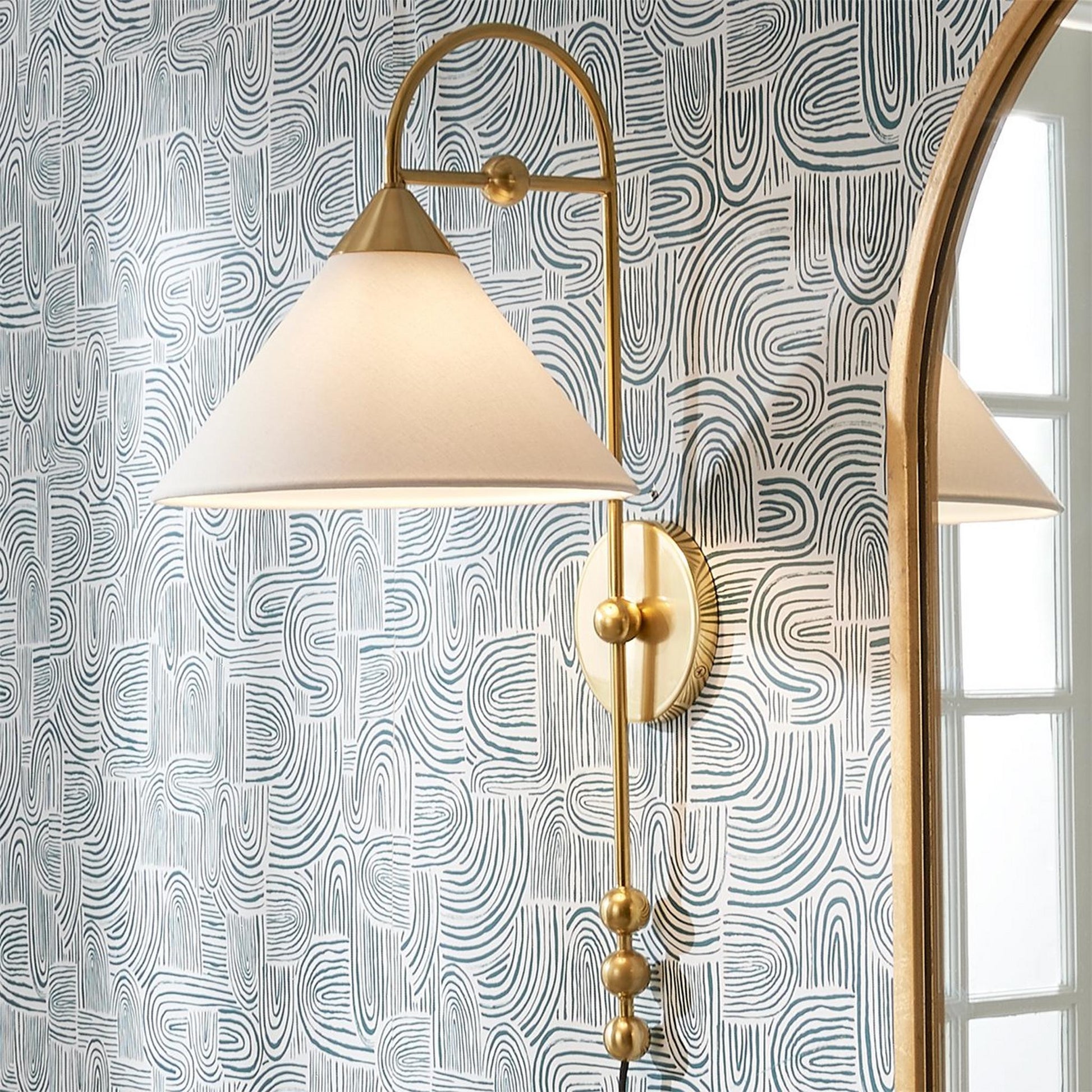 Cisorir Elegance Vintage Plug-In Brass Fabric Sconce Wall Lamp - Lamp Copper