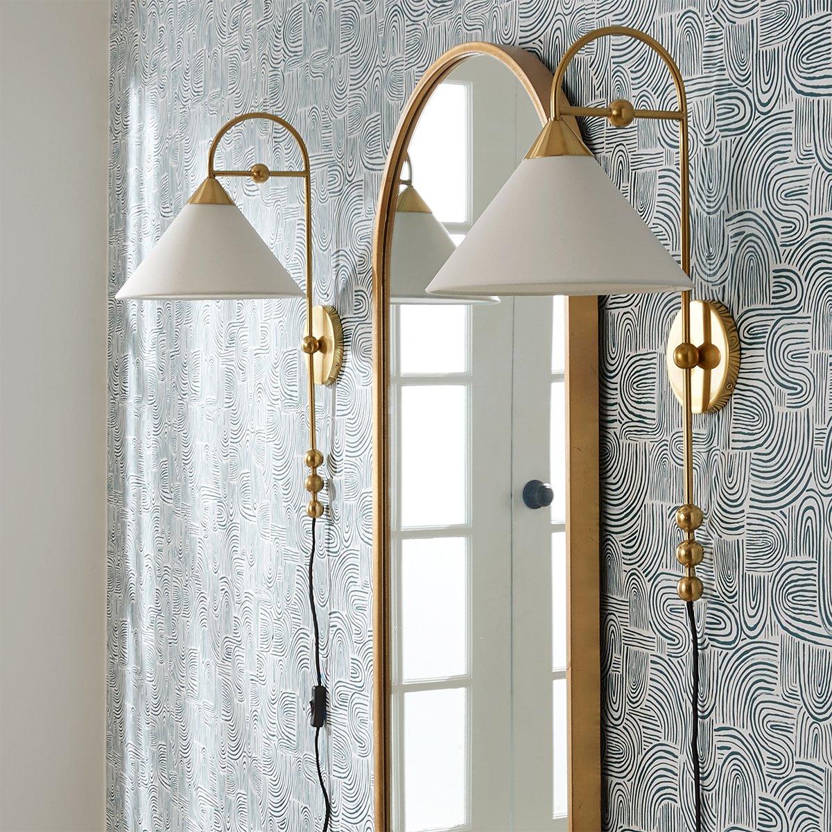 Cisorir Elegance Vintage Plug-In Brass Fabric Sconce Wall Lamp - Lamp Copper