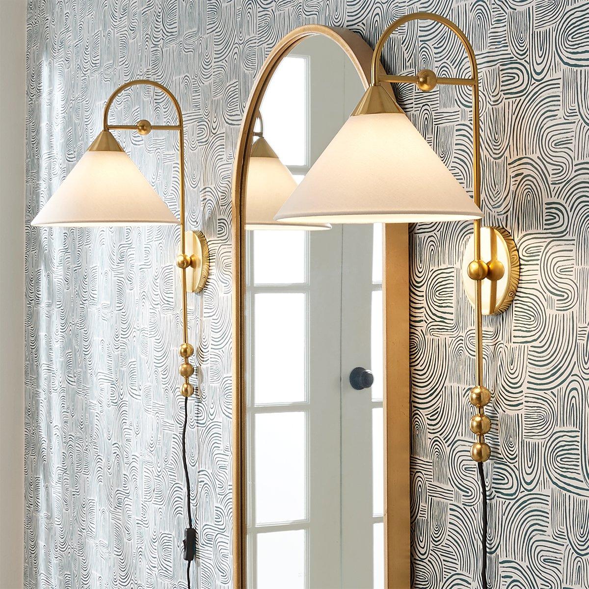Cisorir Elegance Vintage Plug-In Brass Fabric Sconce Wall Lamp - Lamp Copper