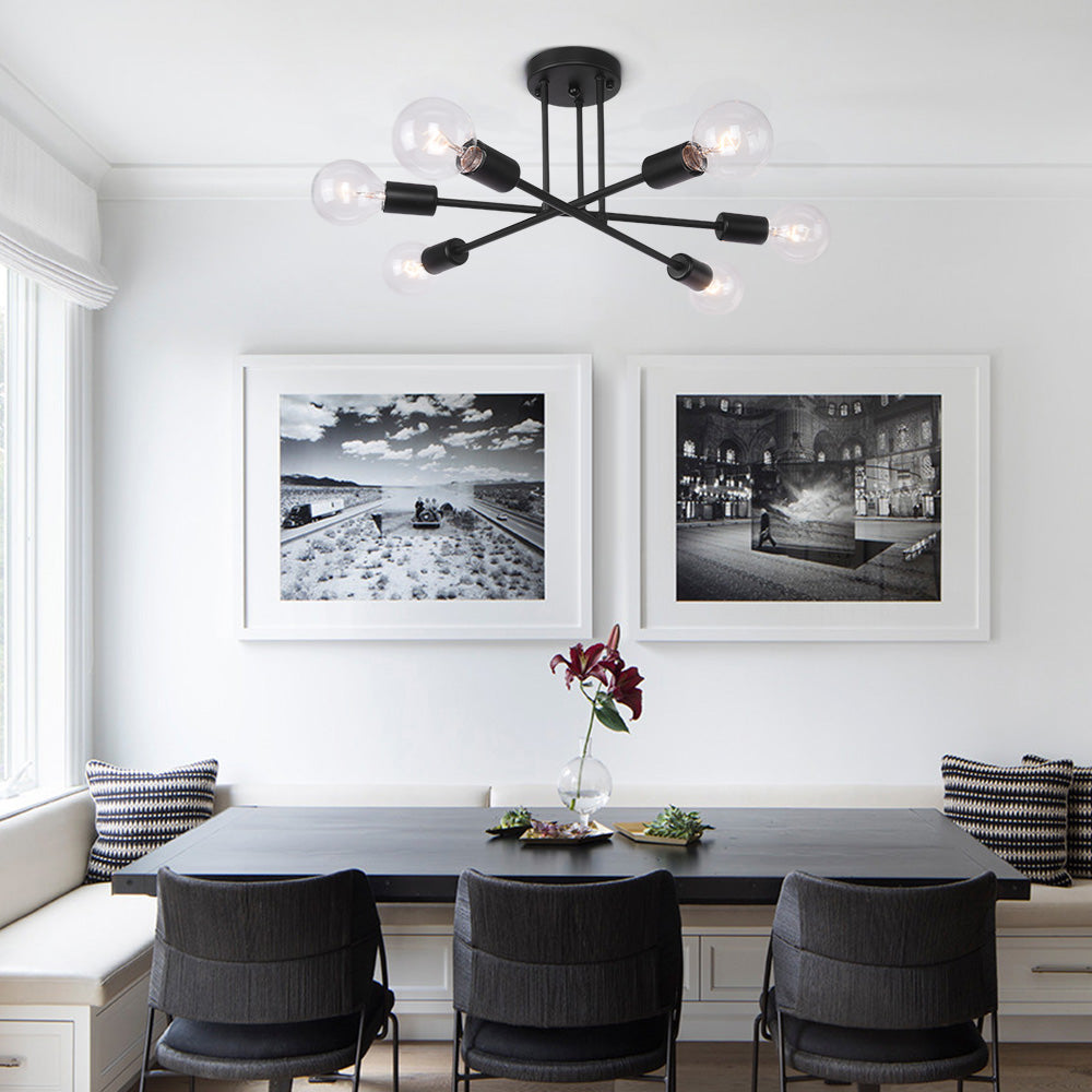 Mjolkuli Minimalist Sputnik Metal Semi Flush Chandelier