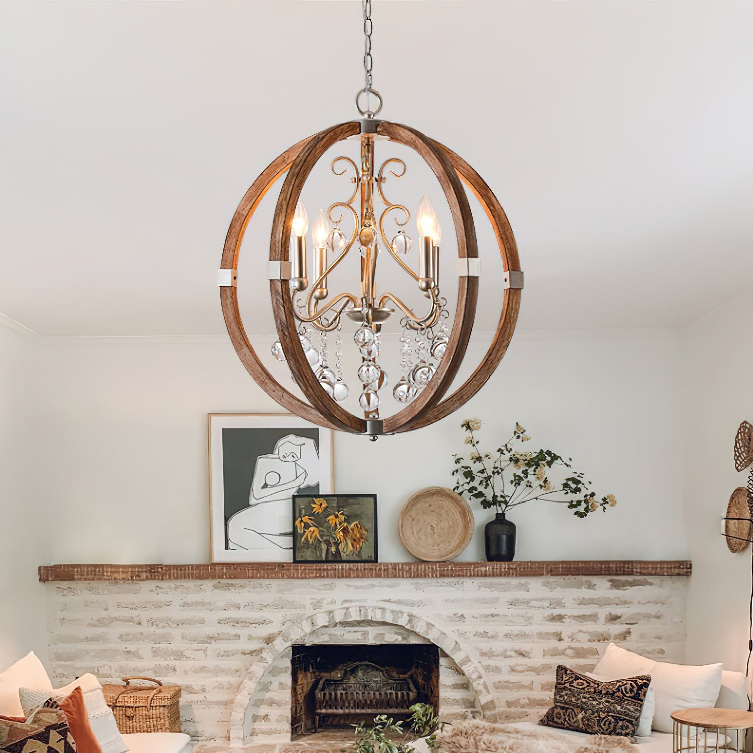 Oltheyra Premium Elegance Wooden Metal Pendant Lamp - Lamp Copper