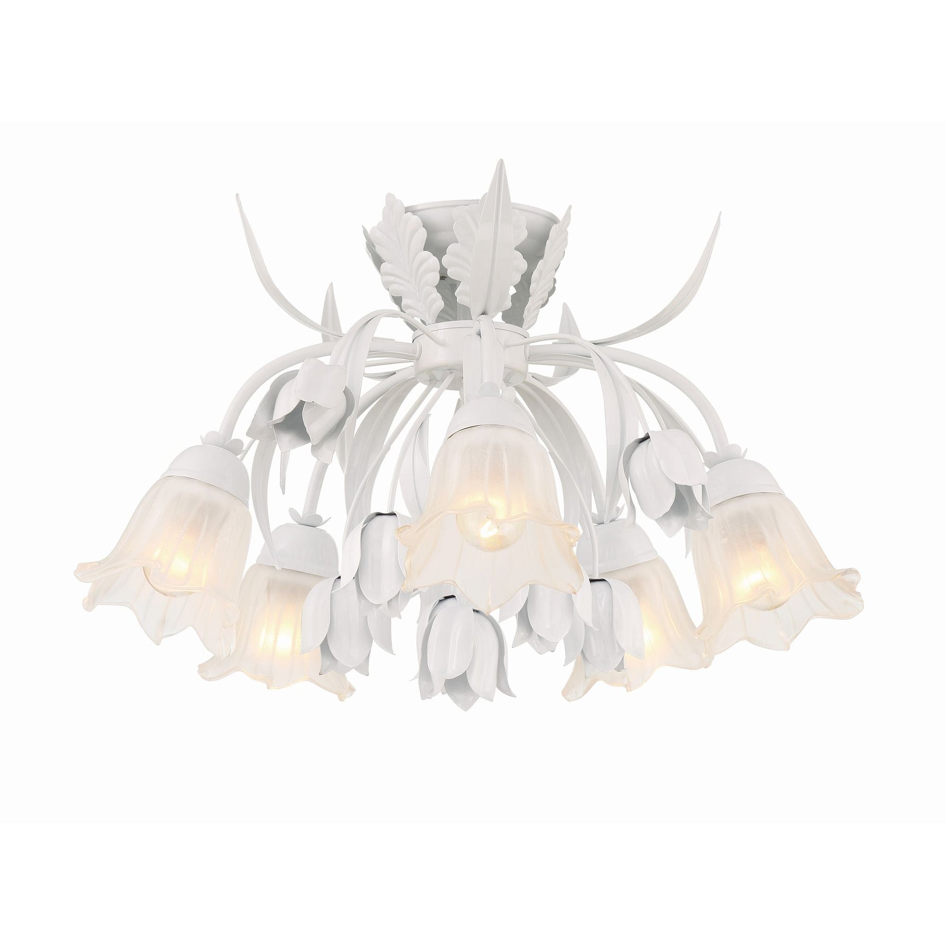 Veshael Elegance Art Sage Rose Glass Ceiling Lamp - Lamp Copper