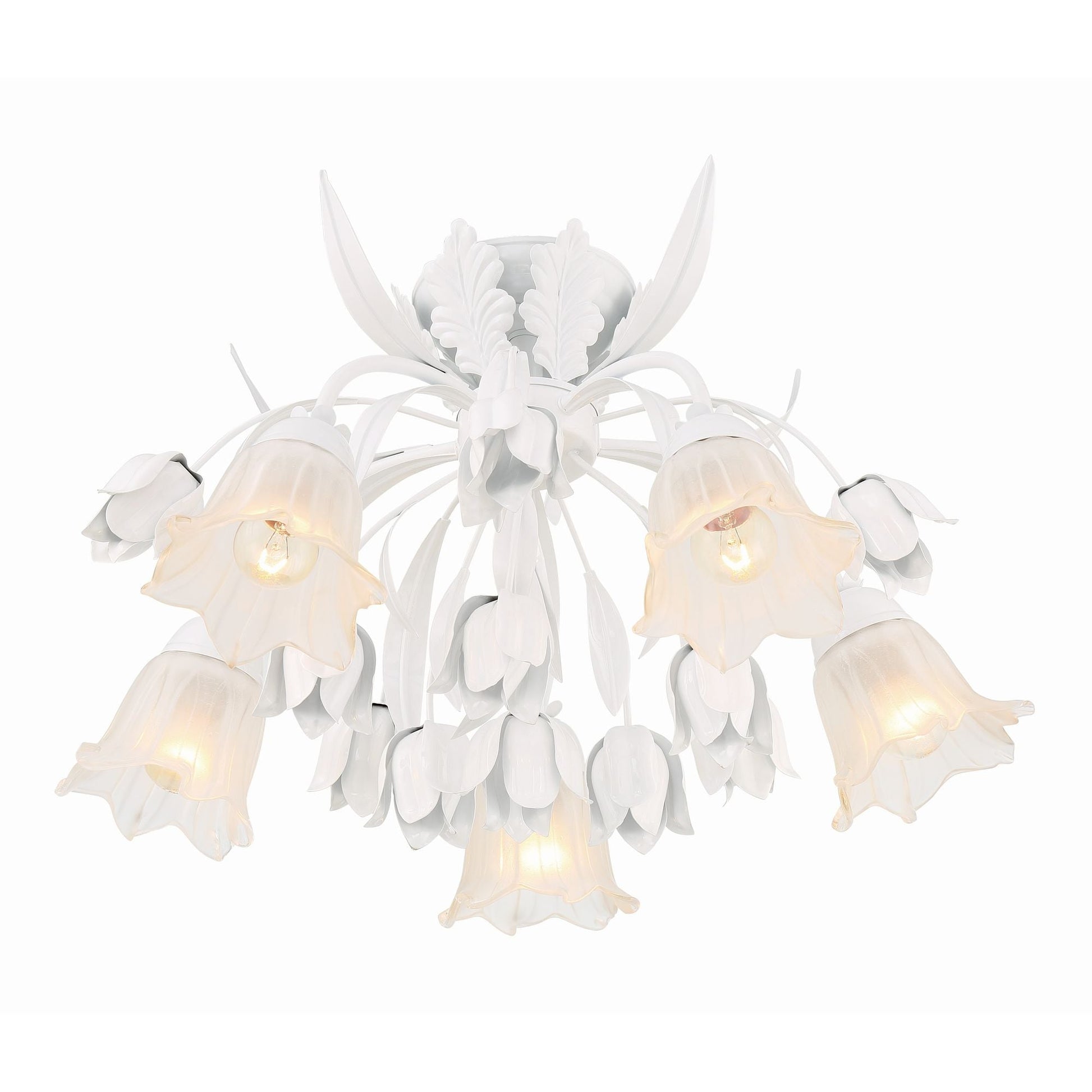 Veshael Elegance Art Sage Rose Glass Ceiling Lamp - Lamp Copper