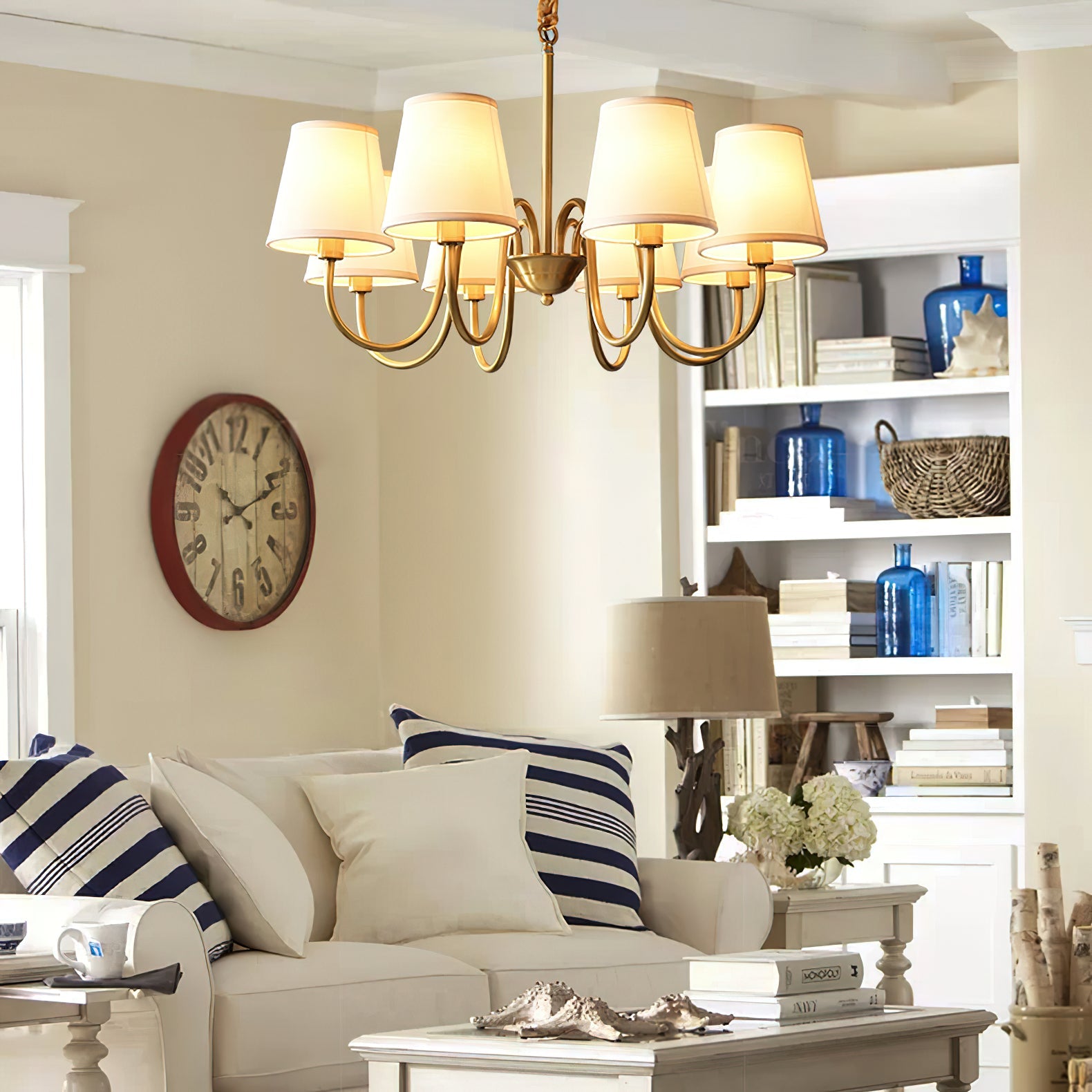 Aged Traditional Stacey Fabric Chandelier