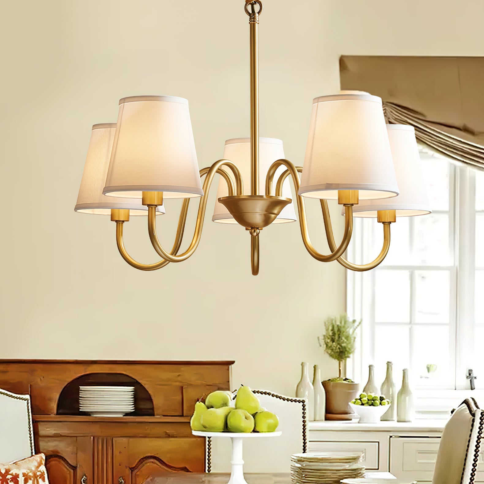 Aged Traditional Stacey Fabric Chandelier