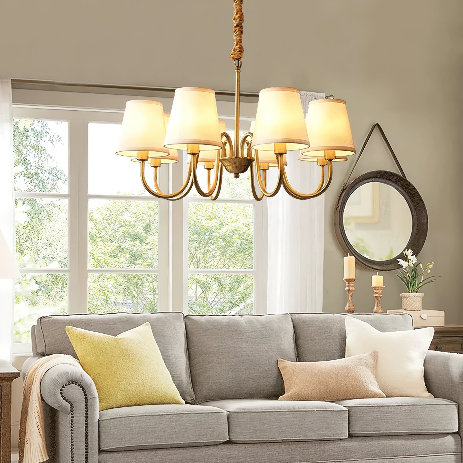 Aged Traditional Stacey Fabric Chandelier