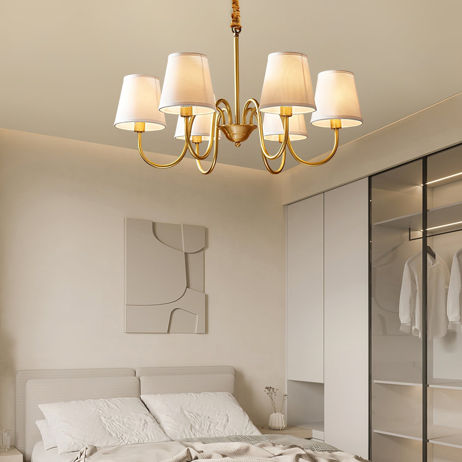 Aged Traditional Stacey Fabric Chandelier