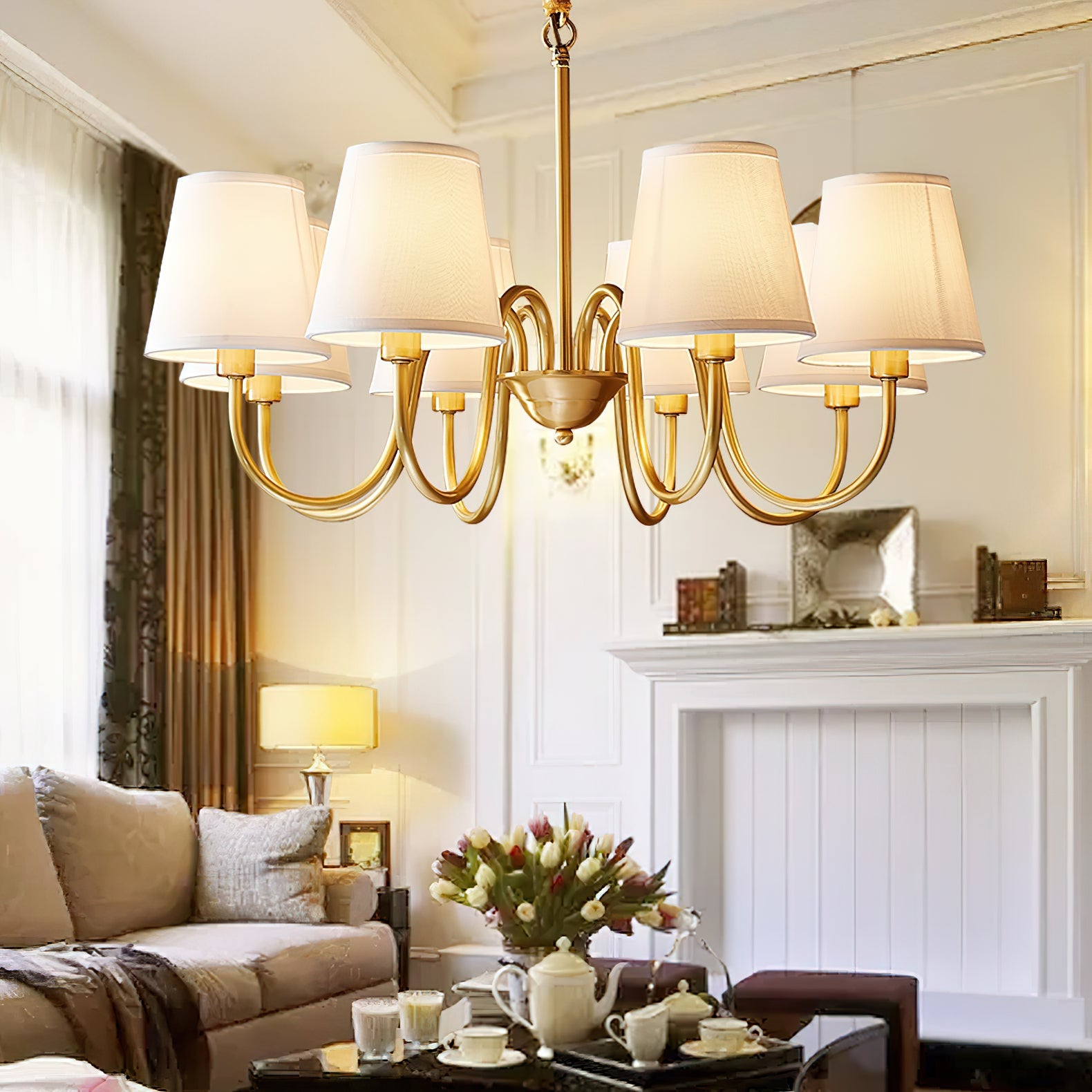 Aged Traditional Stacey Fabric Chandelier