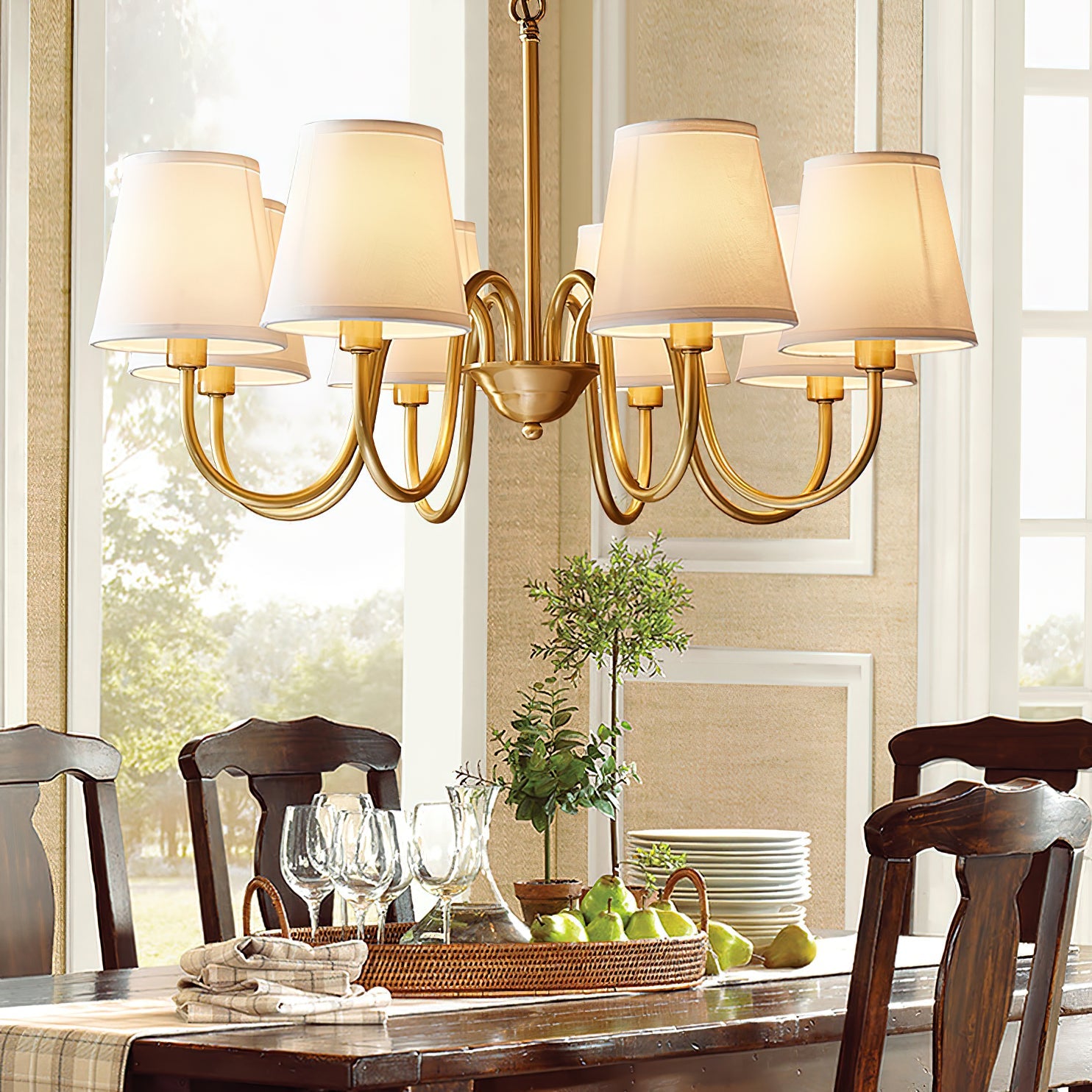 Aged Traditional Stacey Fabric Chandelier