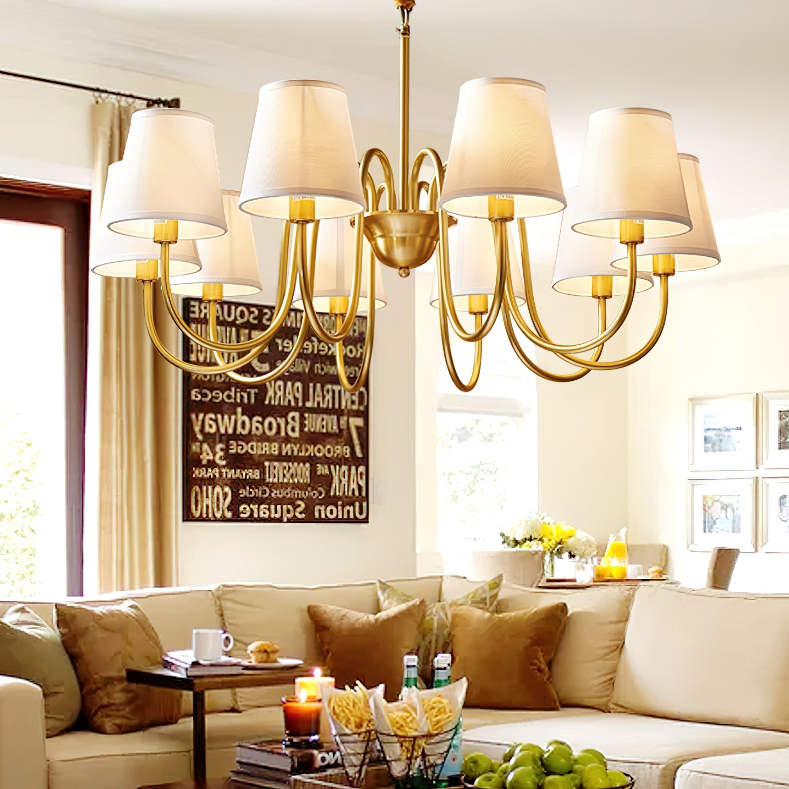 Aged Traditional Stacey Fabric Chandelier