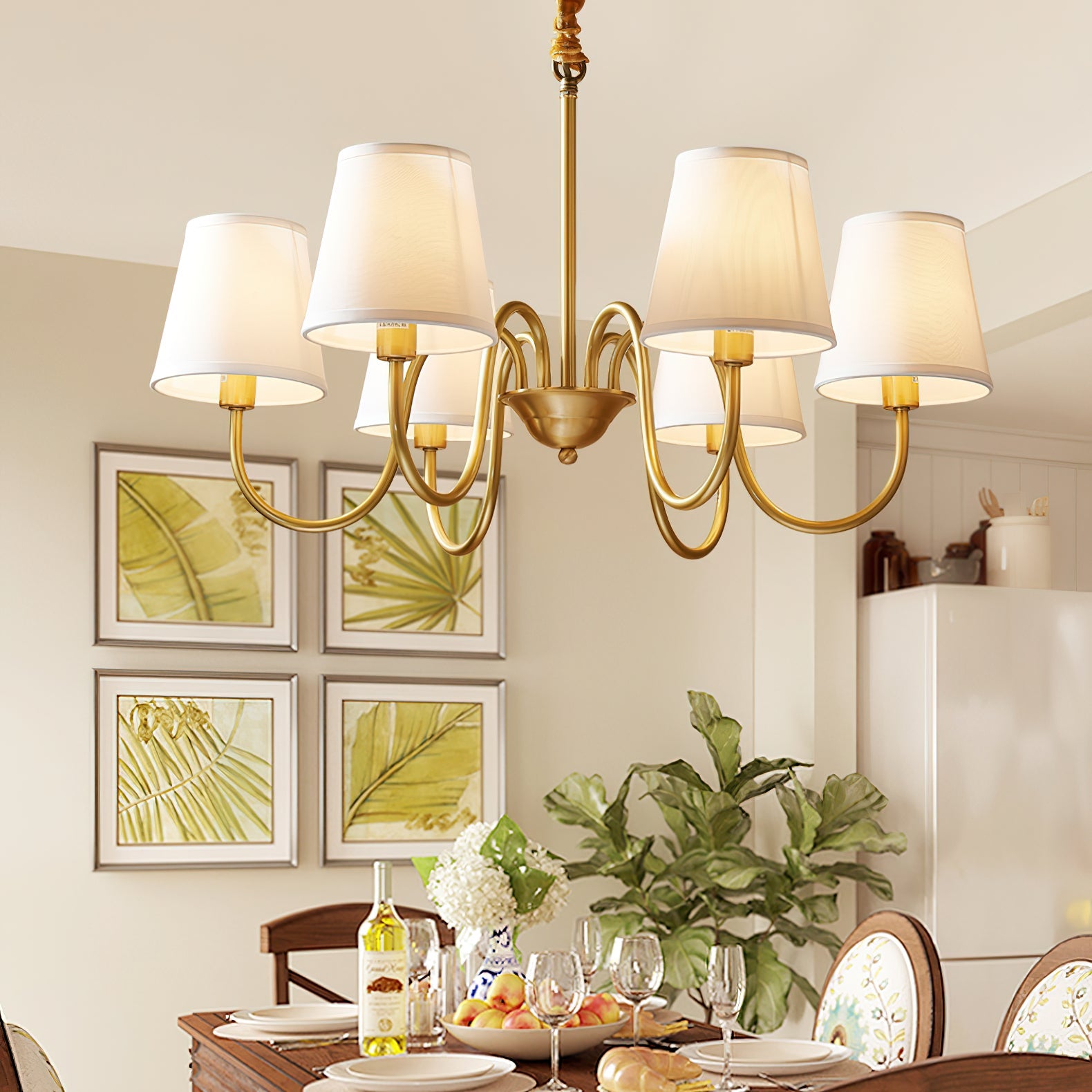 Aged Traditional Stacey Fabric Chandelier