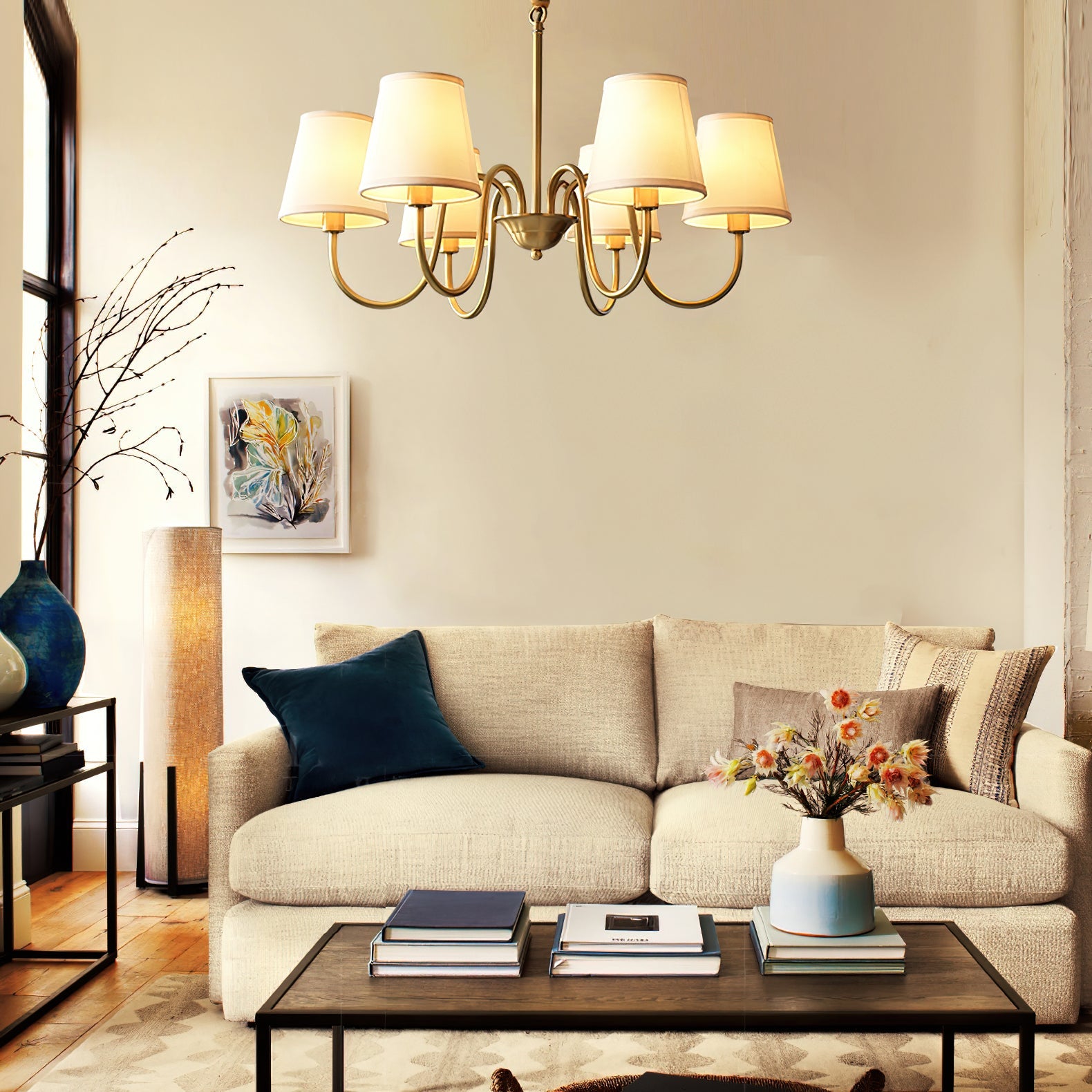Aged Traditional Stacey Fabric Chandelier