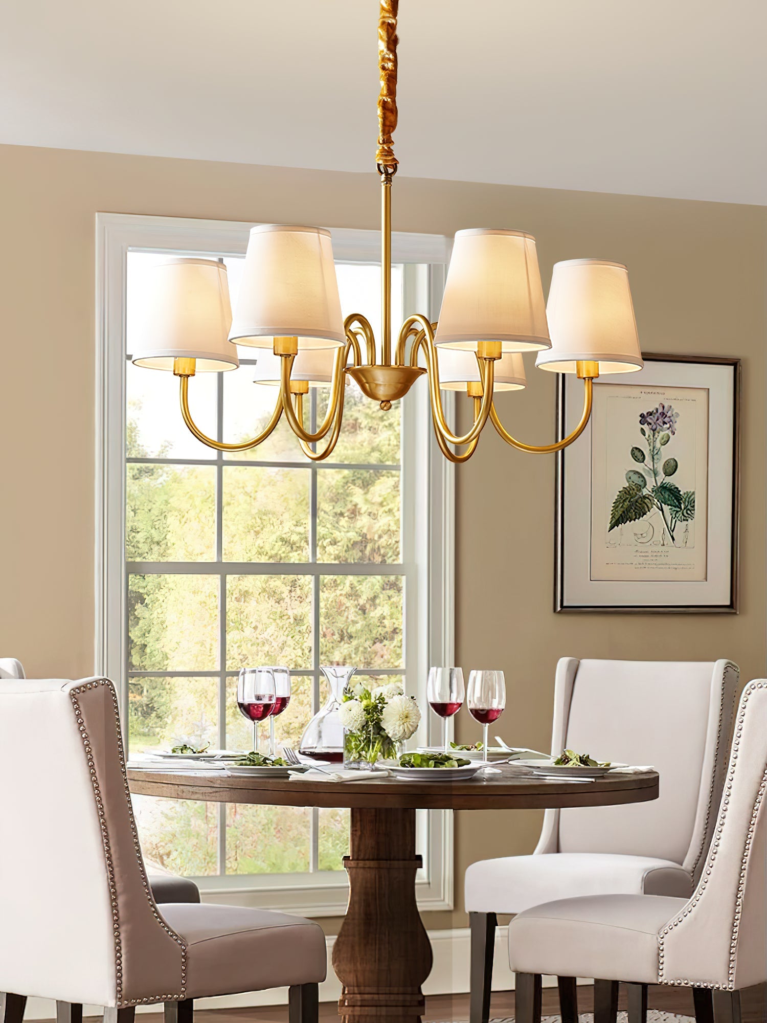 Aged Traditional Stacey Fabric Chandelier