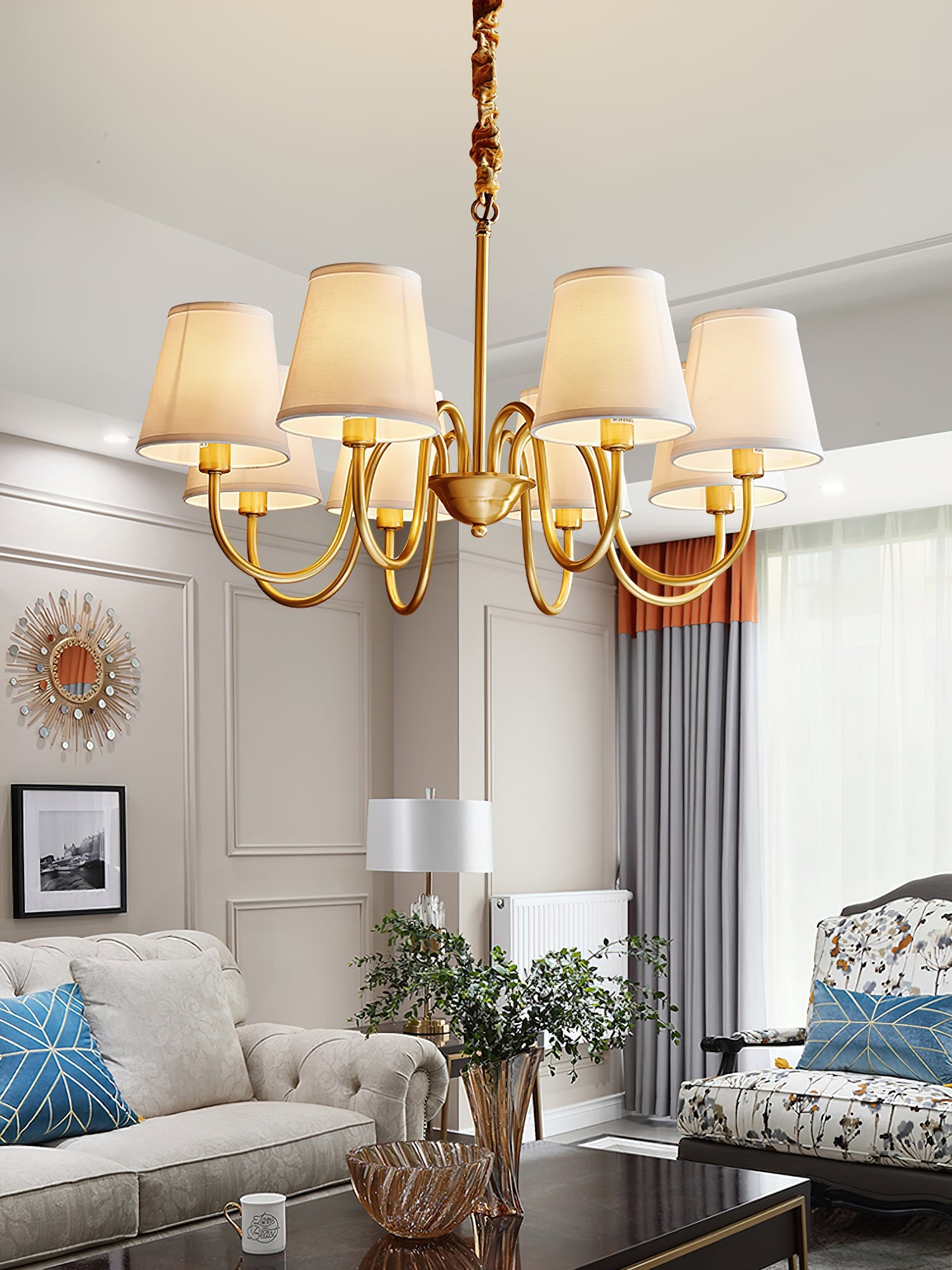 Aged Traditional Stacey Fabric Chandelier