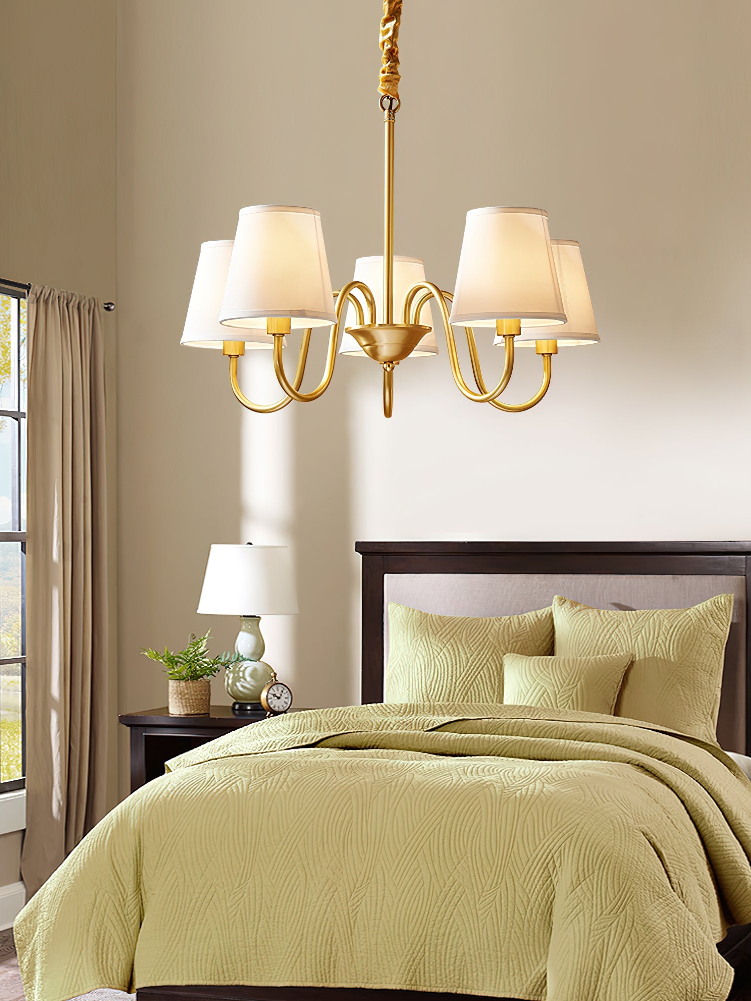Aged Traditional Stacey Fabric Chandelier