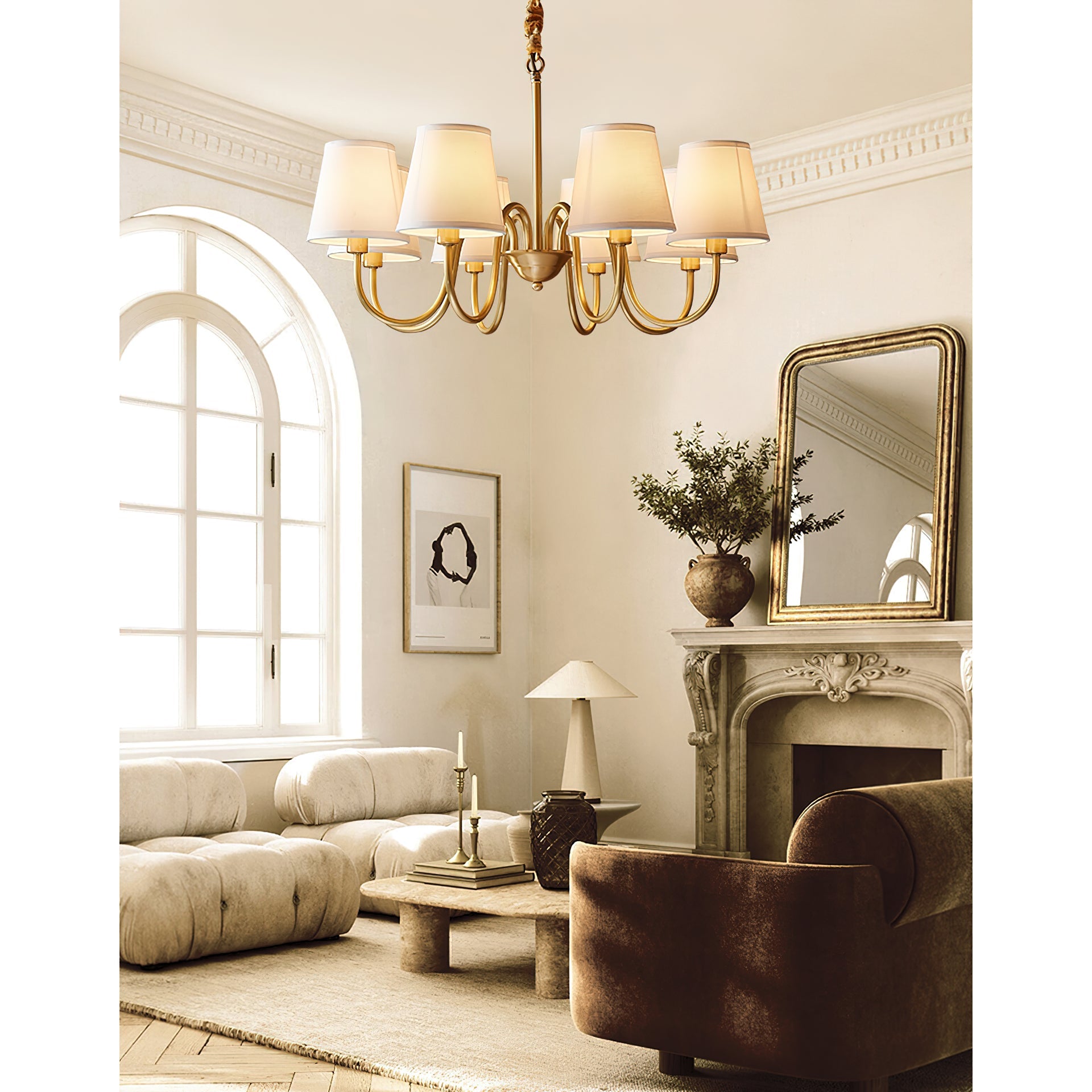 Aged Traditional Stacey Fabric Chandelier
