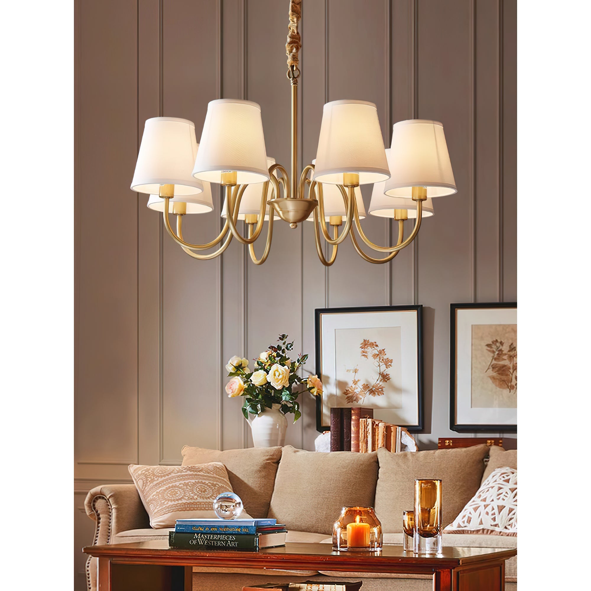 Aged Traditional Stacey Fabric Chandelier