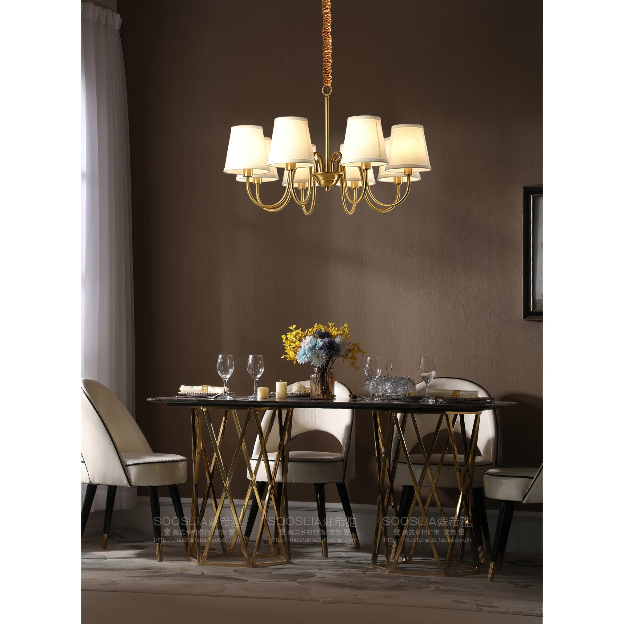 Aged Traditional Stacey Fabric Chandelier