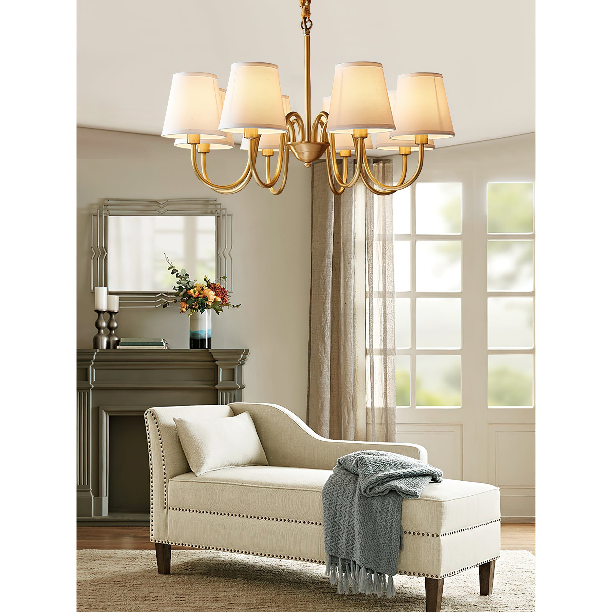 Aged Traditional Stacey Fabric Chandelier