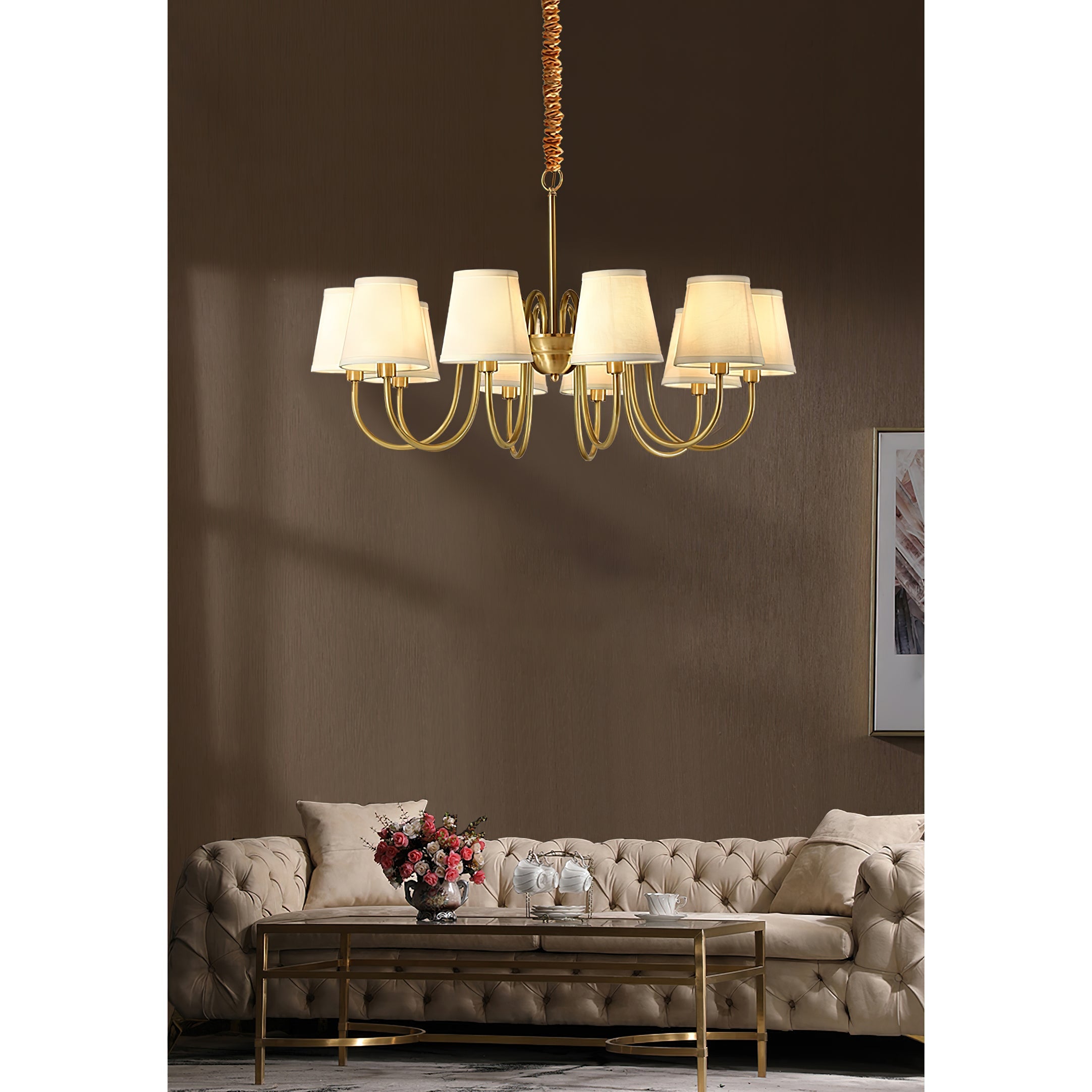 Aged Traditional Stacey Fabric Chandelier