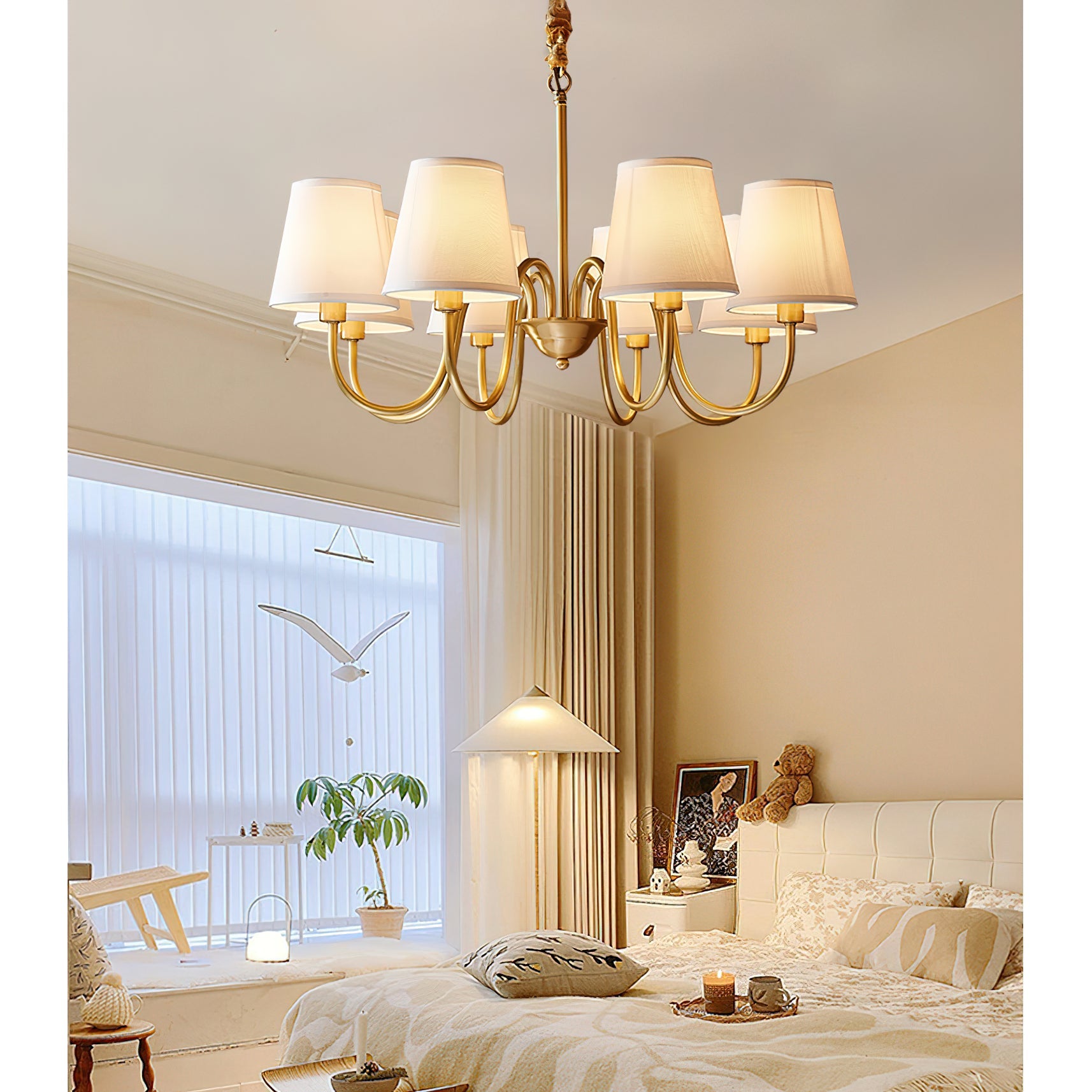 Aged Traditional Stacey Fabric Chandelier