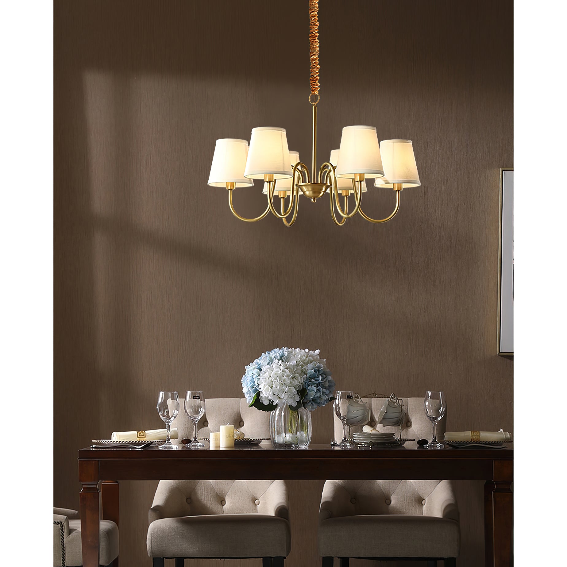 Aged Traditional Stacey Fabric Chandelier