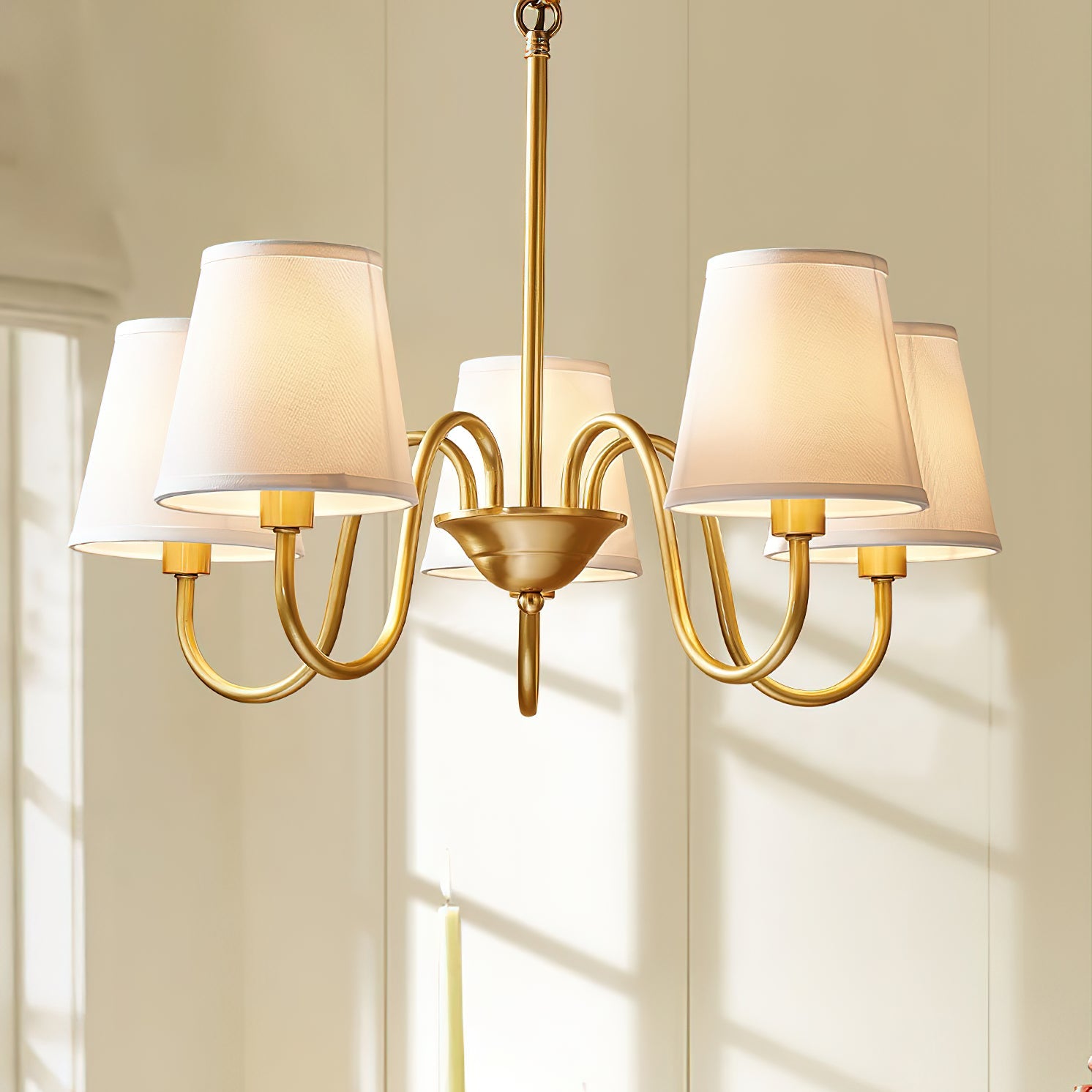 Aged Traditional Stacey Fabric Chandelier