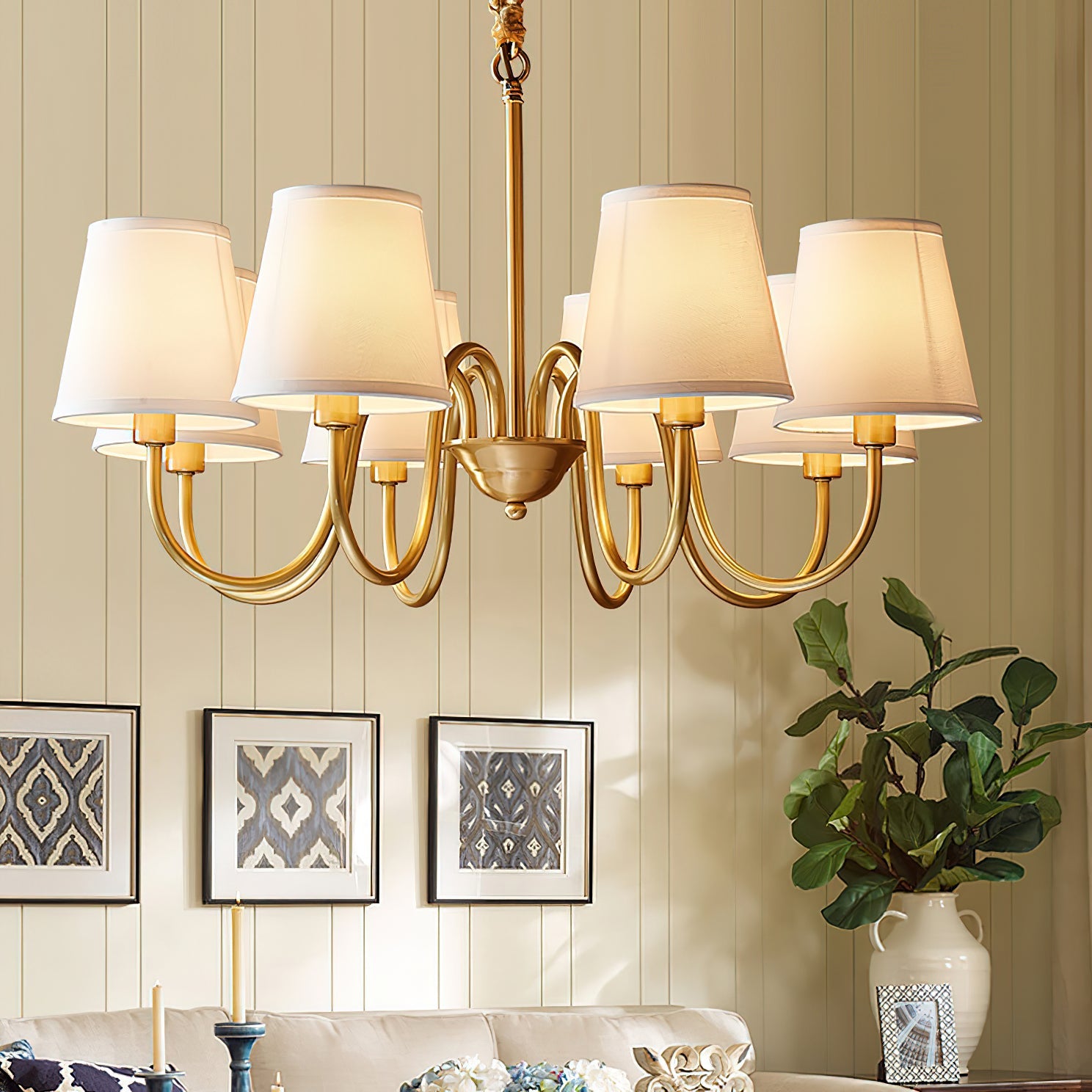 Aged Traditional Stacey Fabric Chandelier