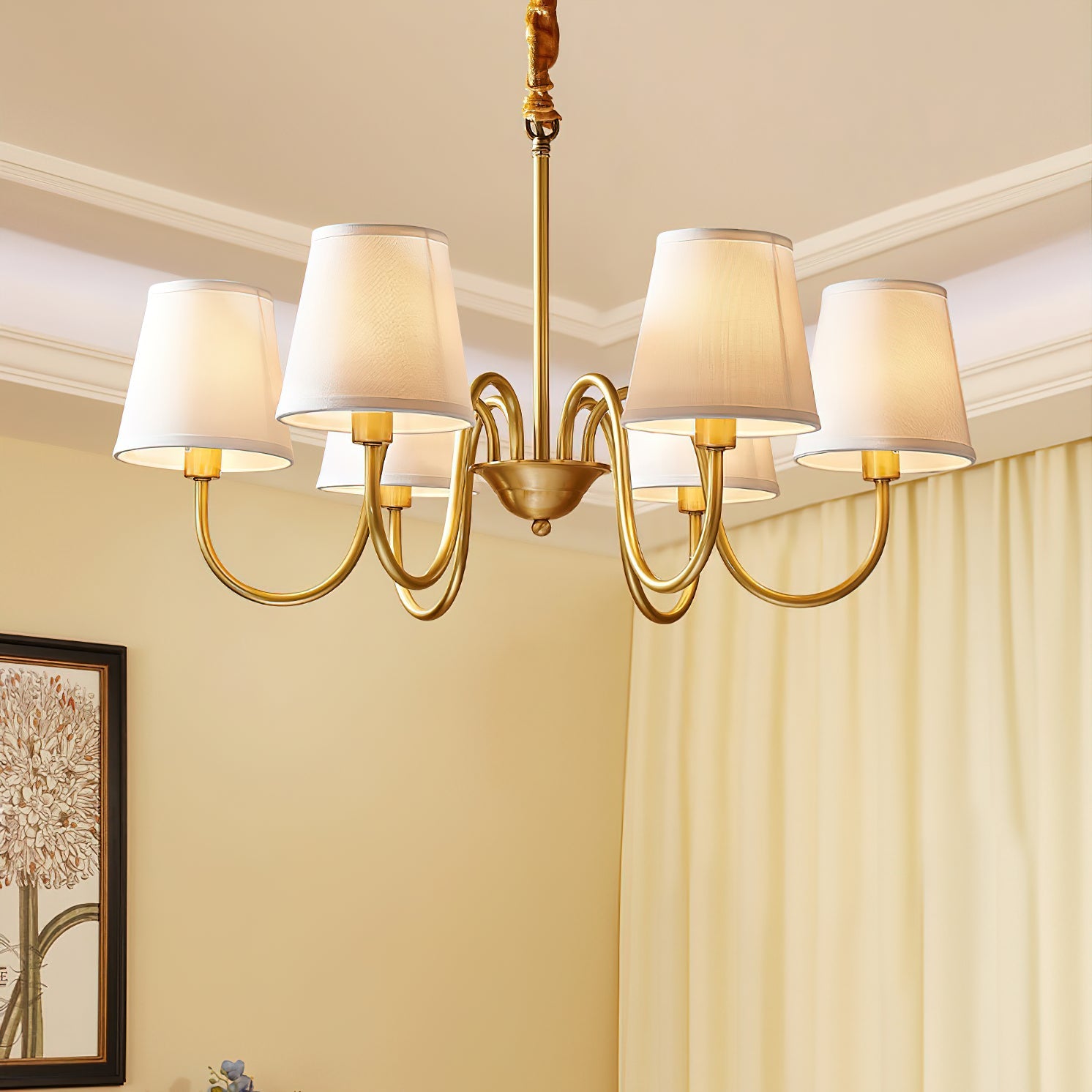 Aged Traditional Stacey Fabric Chandelier