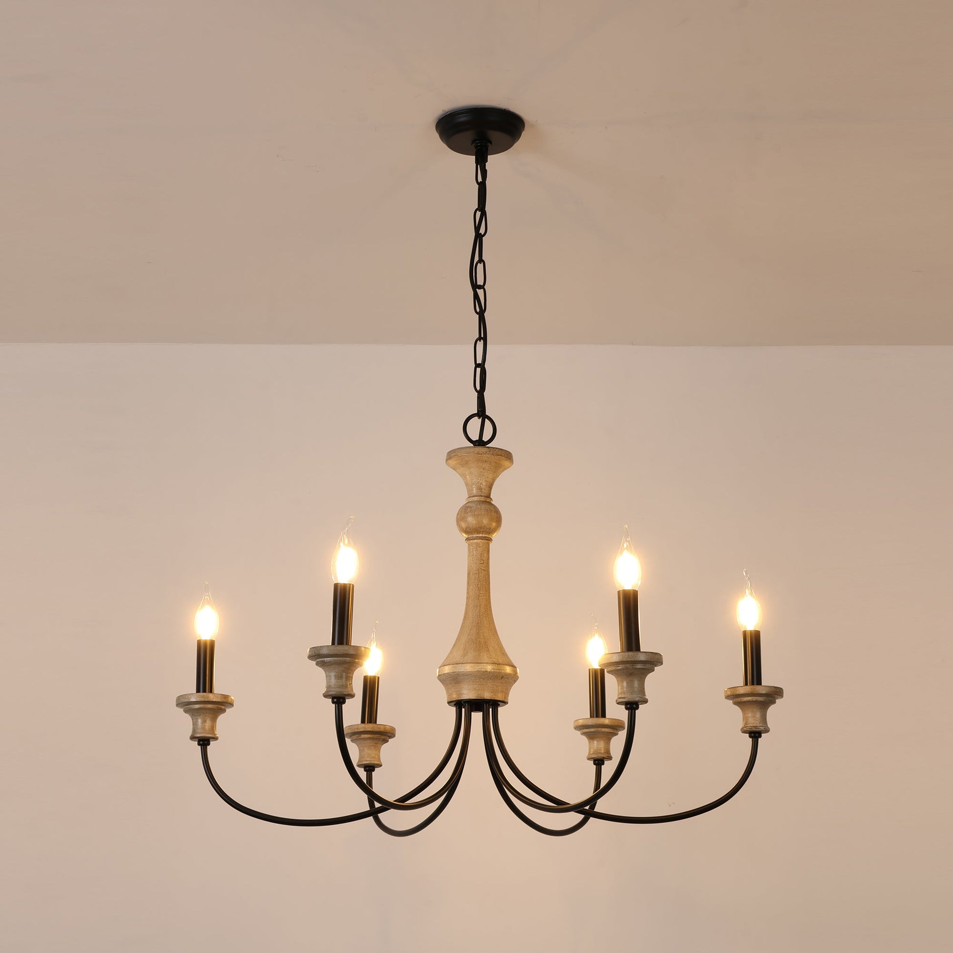 Zatheora Vintage Stardust Wooden Metal Chandelier - Lamp Copper