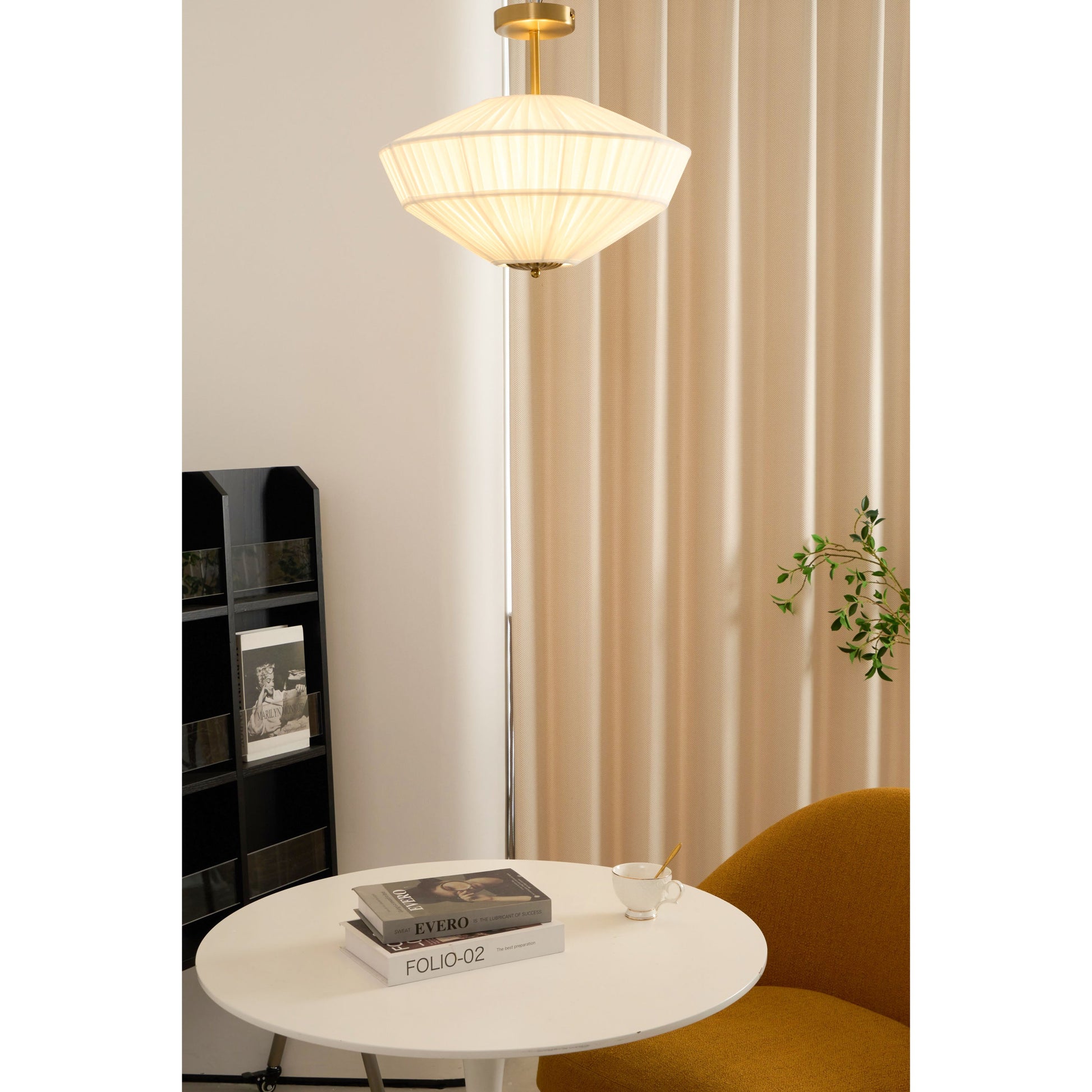Casoreth Modern Minimalist Pleated Metal Fabric Ceiling Lamp - Lamp Copper