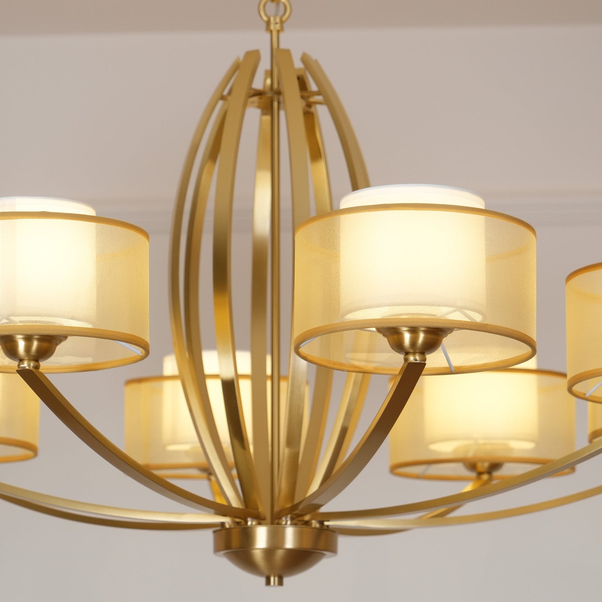 Lyvelus Postmodern Luxury Brass Fabric Chandelier - Lamp Copper