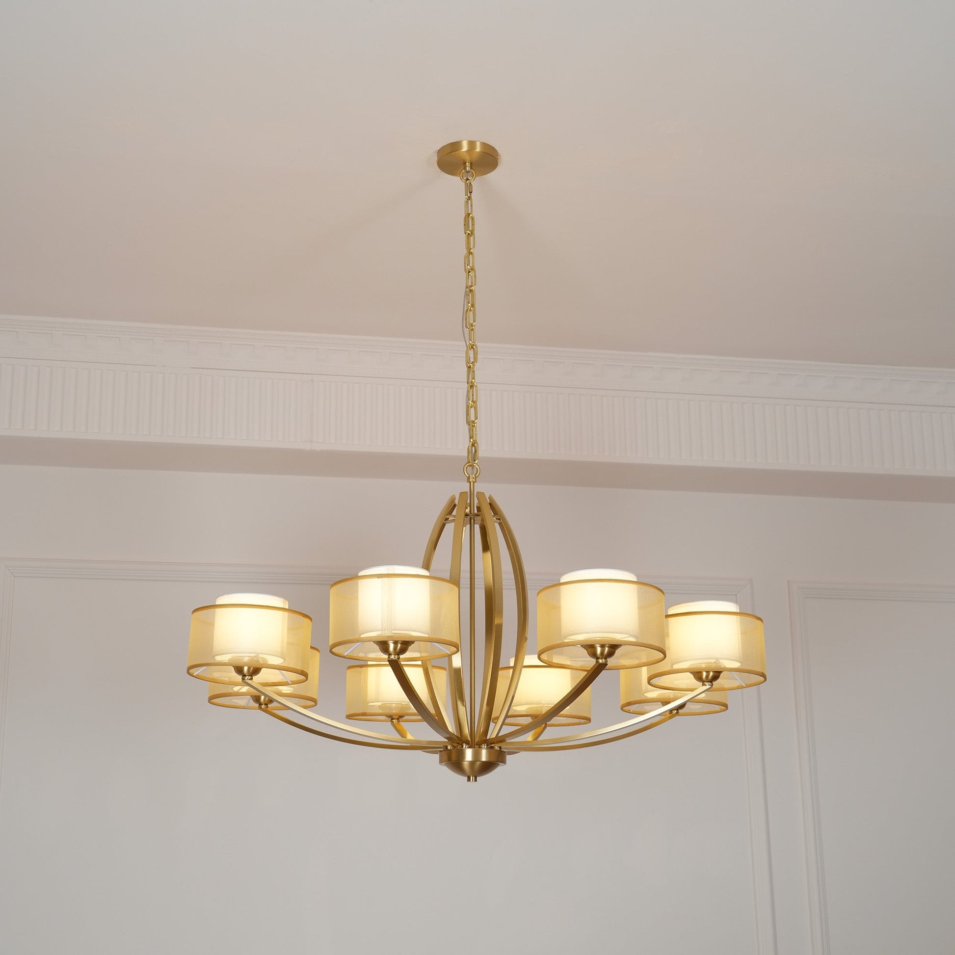 Lyvelus Postmodern Luxury Brass Fabric Chandelier - Lamp Copper
