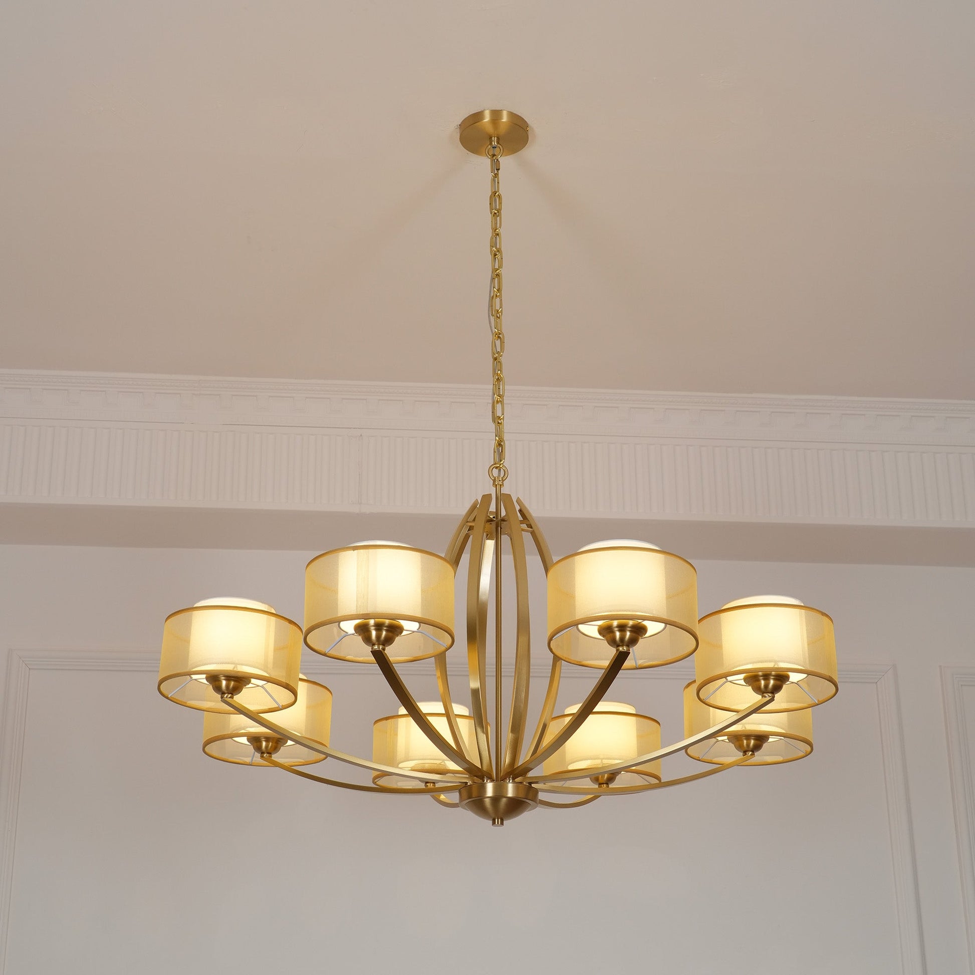 Lyvelus Postmodern Luxury Brass Fabric Chandelier - Lamp Copper