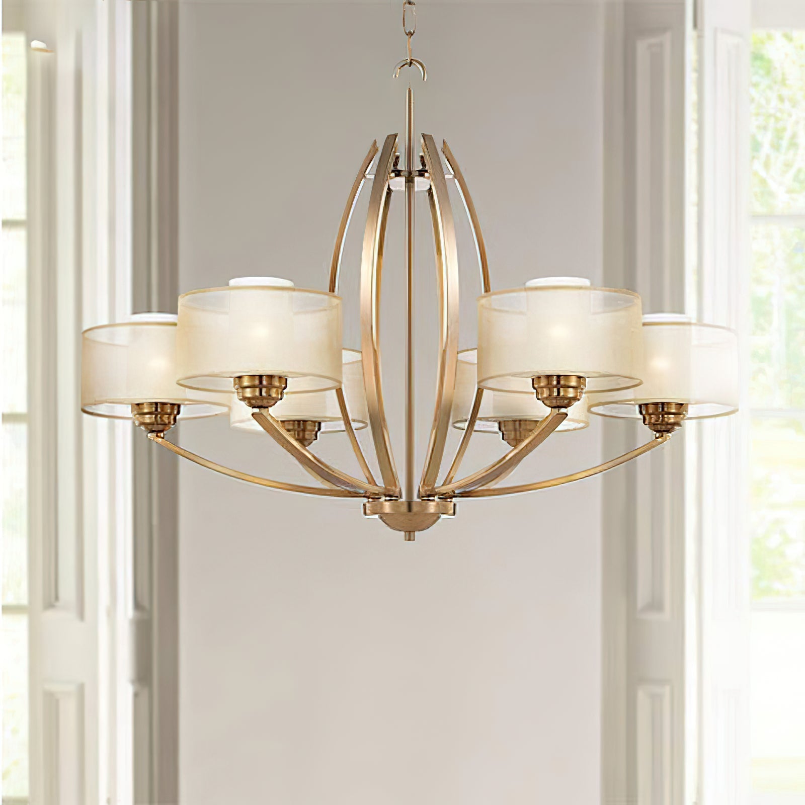 Lyvelus Postmodern Luxury Brass Fabric Chandelier - Lamp Copper