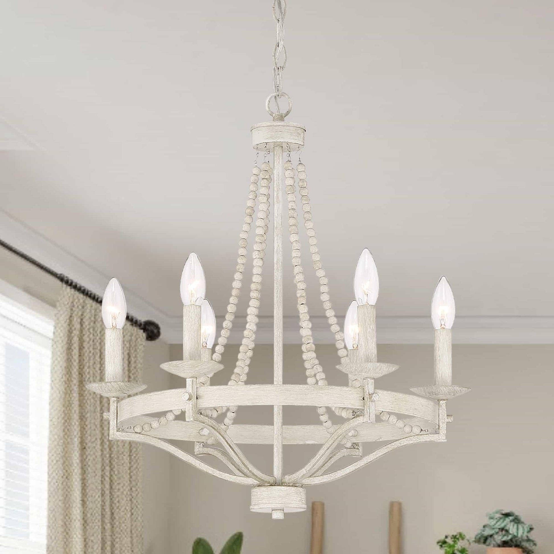 Isoren Vintage Industrial Wooden Metal Chandelier - Lamp Copper