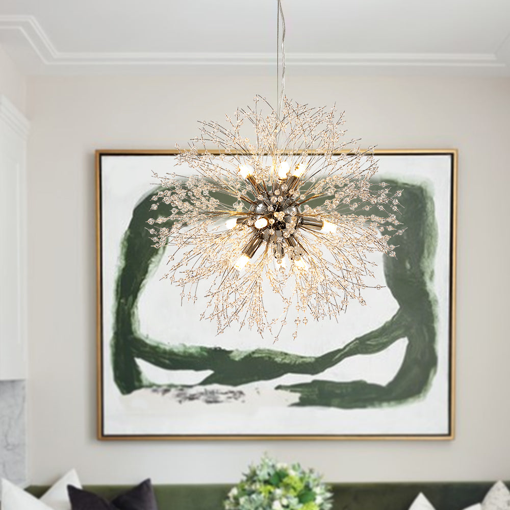Alvsang Dandelion Crystal Metal Chandelier