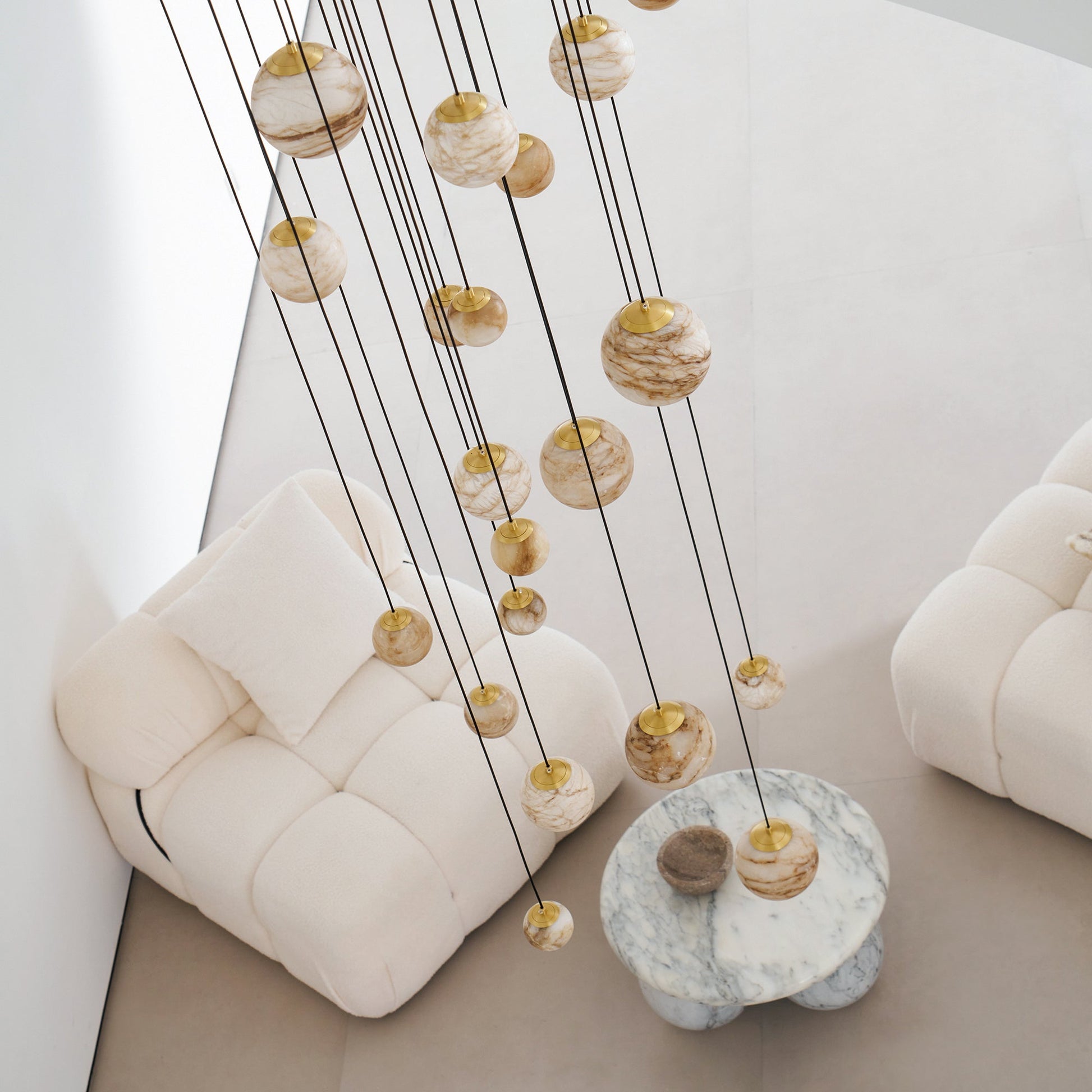 Arsorarae Modern Minimalist Cluster Alabaster Chandelier - Lamp Copper