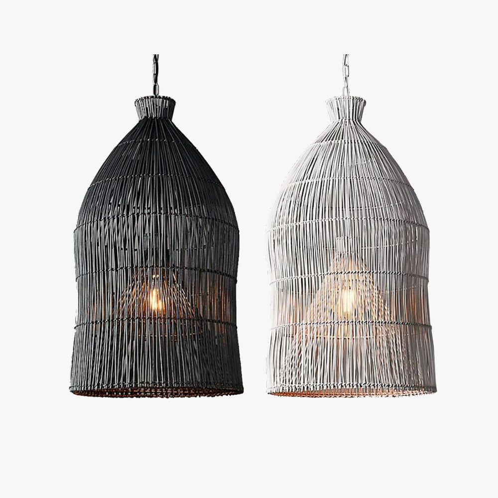 Ritta Design Birdcage LED Pendant Light Metal Rattan Bedroom Living Room - Letslighting