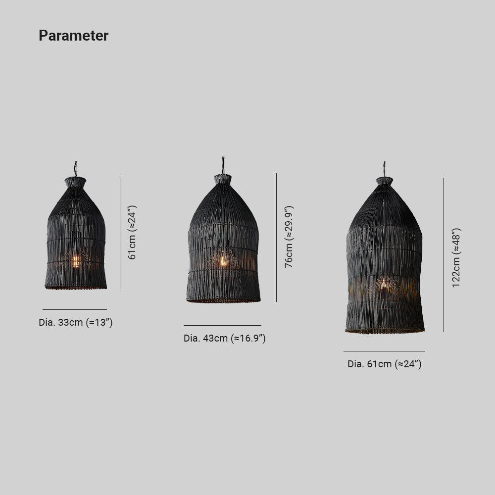 Ritta Design Birdcage LED Pendant Light Metal Rattan Bedroom Living Room - Letslighting
