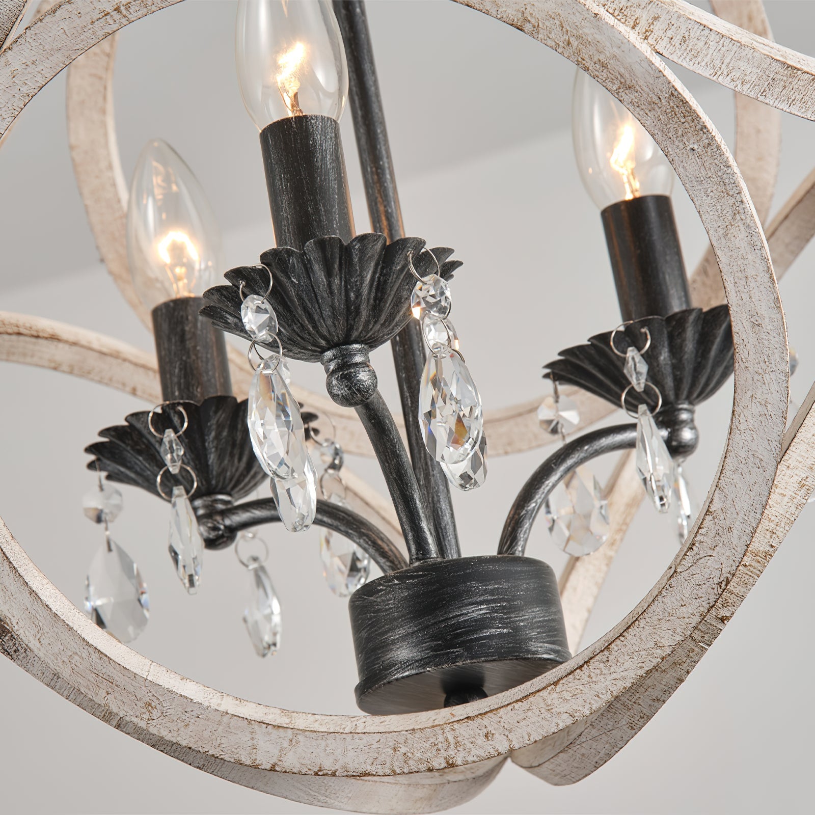 Viraearae Premium Nordic Crystal Wood Pendant Lamp - Lamp Copper