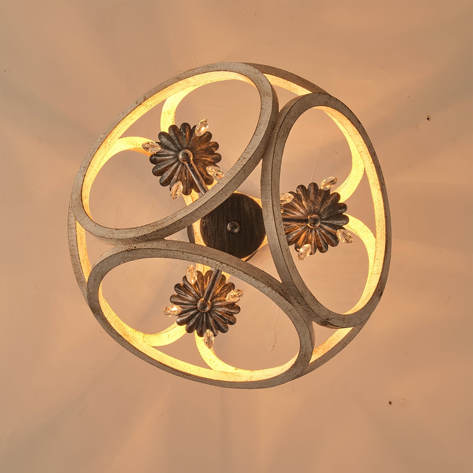 Viraearae Premium Nordic Crystal Wood Pendant Lamp - Lamp Copper