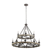 Evtalen Vintage Industrial Wooden Metal Chandelier - Lamp Copper